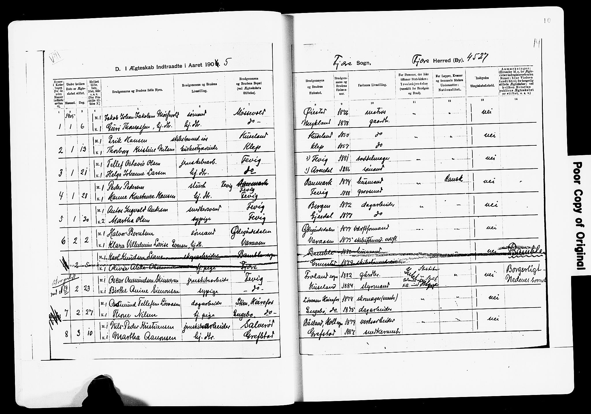 Fjære sokneprestkontor, SAK/1111-0011/F/Fa/L0003: Parish register (official) no. A 3.1, 1903-1920, p. 10