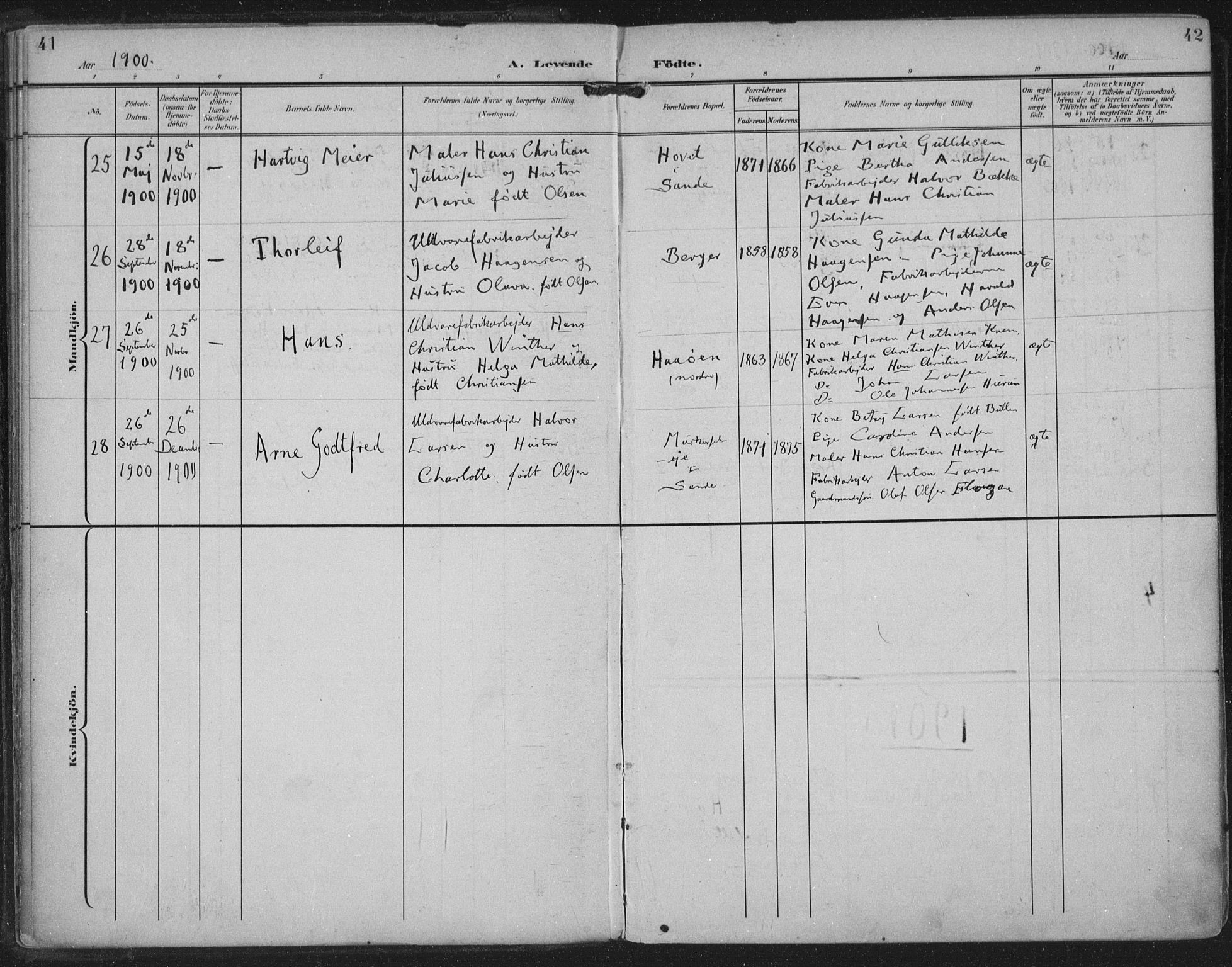 Strømm kirkebøker, AV/SAKO-A-322/F/Fa/L0005: Parish register (official) no. I 5, 1898-1919, p. 41-42