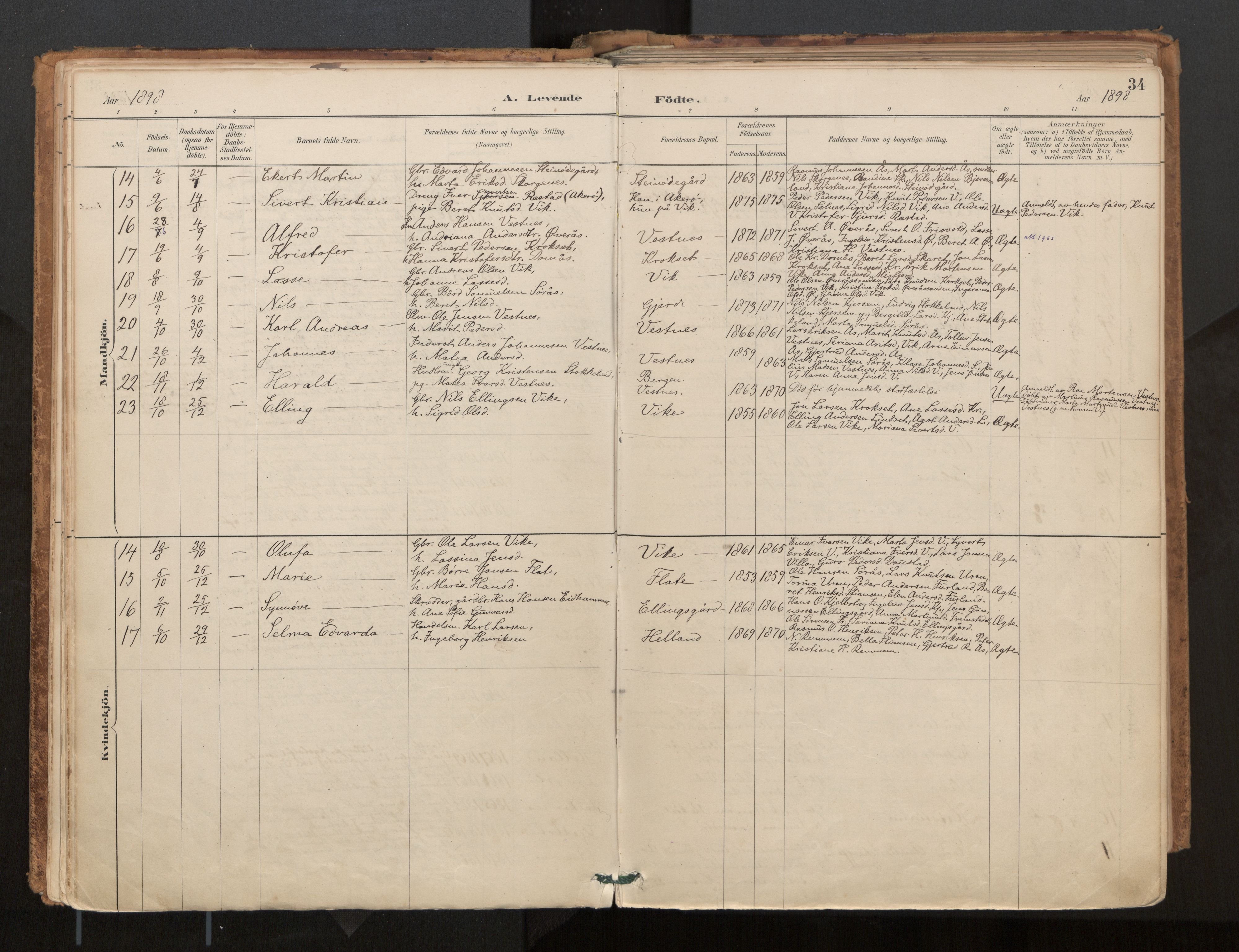Ministerialprotokoller, klokkerbøker og fødselsregistre - Møre og Romsdal, AV/SAT-A-1454/539/L0531: Parish register (official) no. 539A04, 1887-1913, p. 34