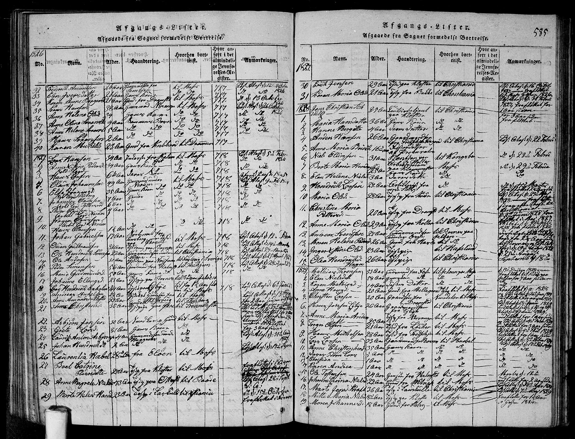 Rygge prestekontor Kirkebøker, SAO/A-10084b/G/Ga/L0001: Parish register (copy) no. 1, 1814-1871, p. 584-585