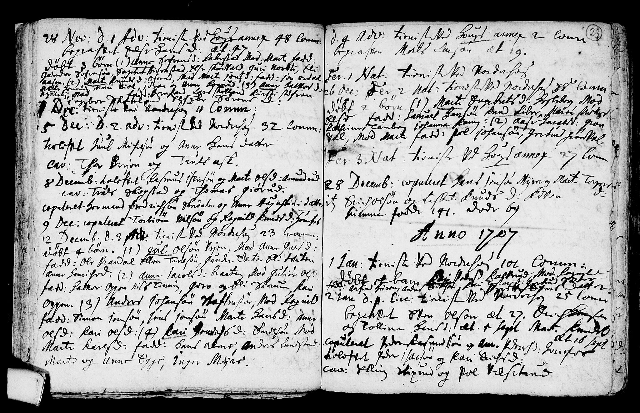 Norderhov kirkebøker, AV/SAKO-A-237/F/Fa/L0001: Parish register (official) no. 1, 1704-1716, p. 23