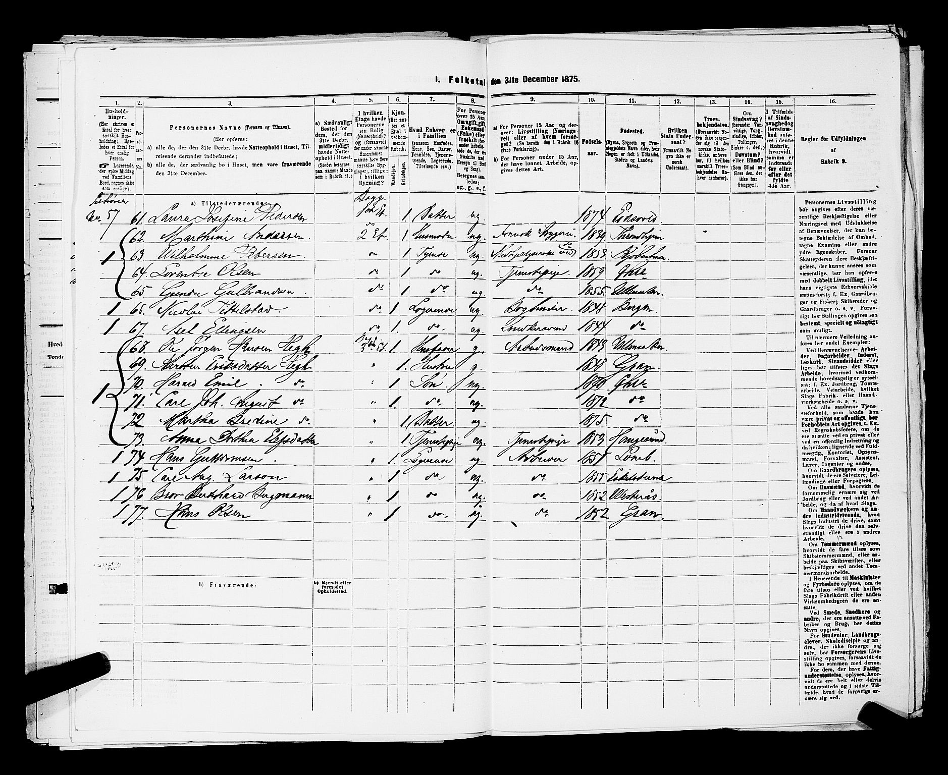 RA, 1875 census for 0301 Kristiania, 1875, p. 4982