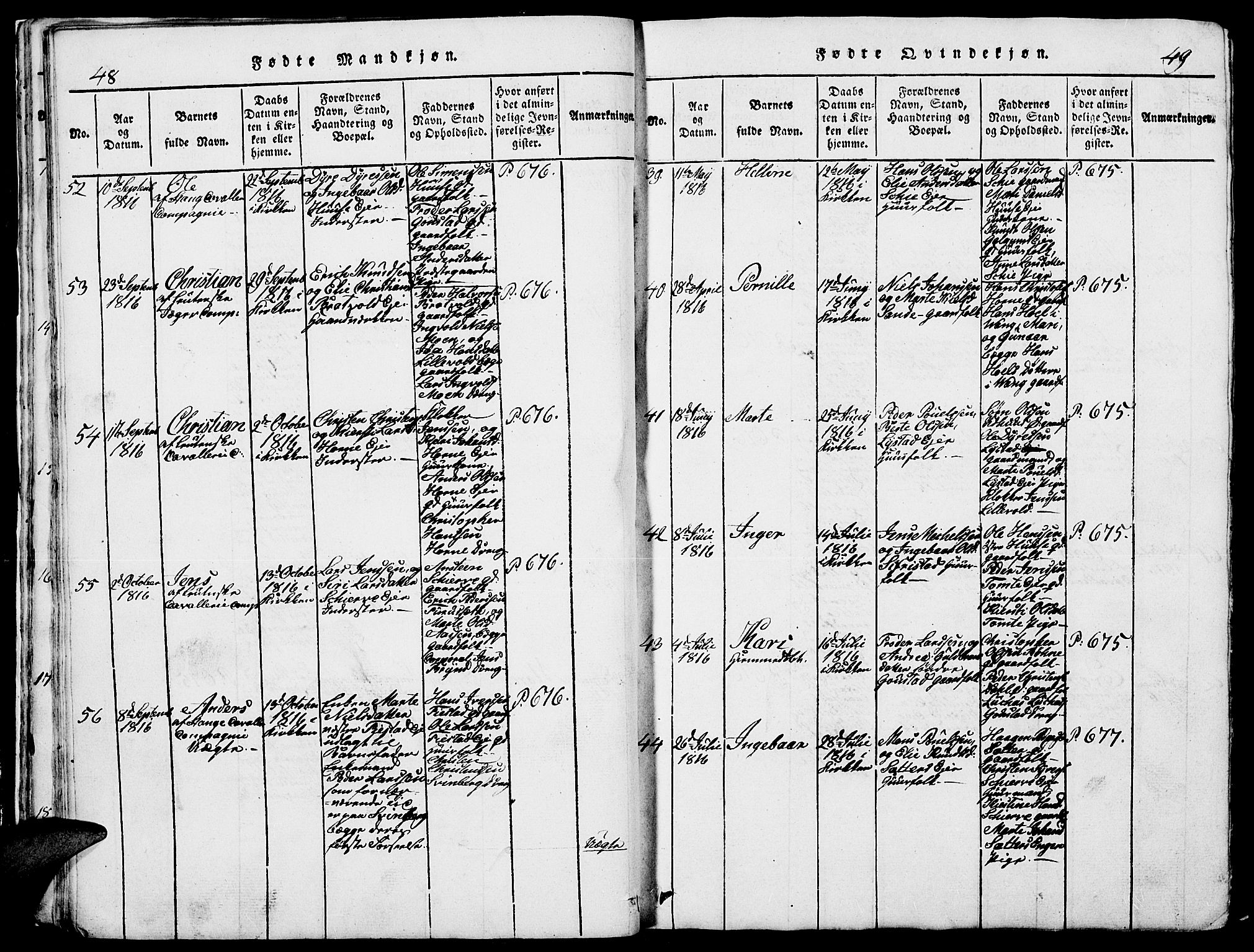 Romedal prestekontor, AV/SAH-PREST-004/L/L0005: Parish register (copy) no. 5, 1814-1829, p. 48-49