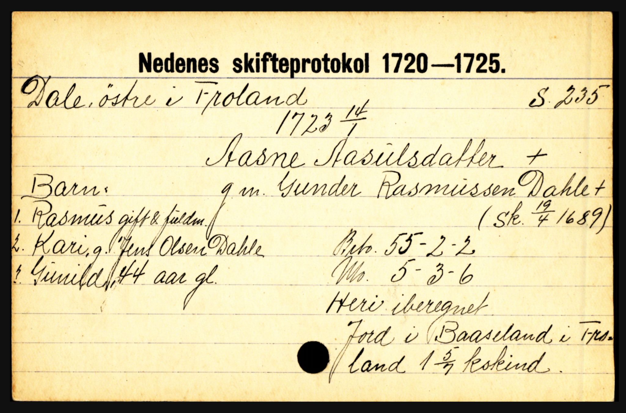 Nedenes sorenskriveri før 1824, AV/SAK-1221-0007/H, p. 5043