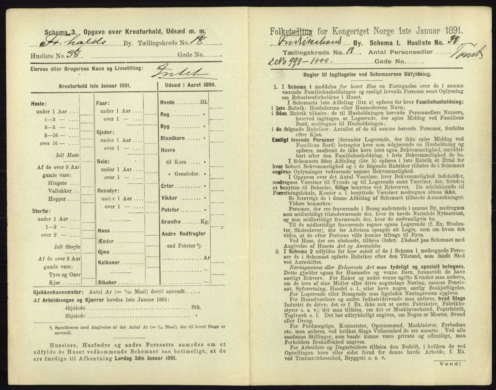 RA, 1891 census for 0101 Fredrikshald, 1891, p. 1668