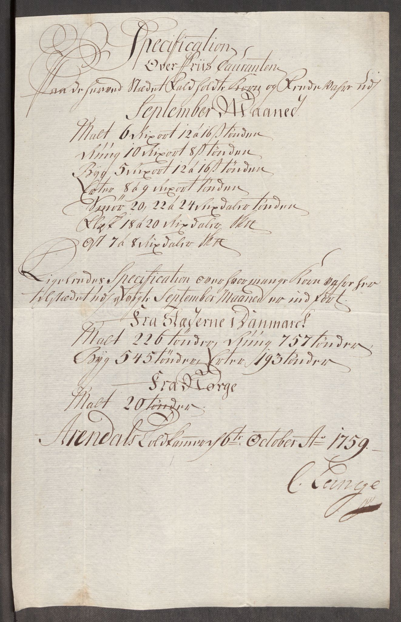 Rentekammeret inntil 1814, Realistisk ordnet avdeling, AV/RA-EA-4070/Oe/L0006: [Ø1]: Priskuranter, 1758-1760, p. 595