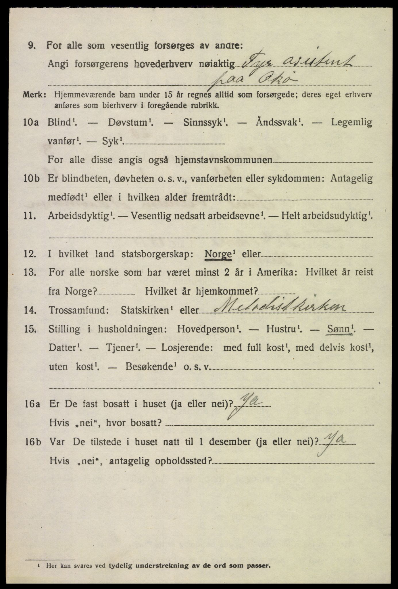 SAK, 1920 census for Oddernes, 1920, p. 4056