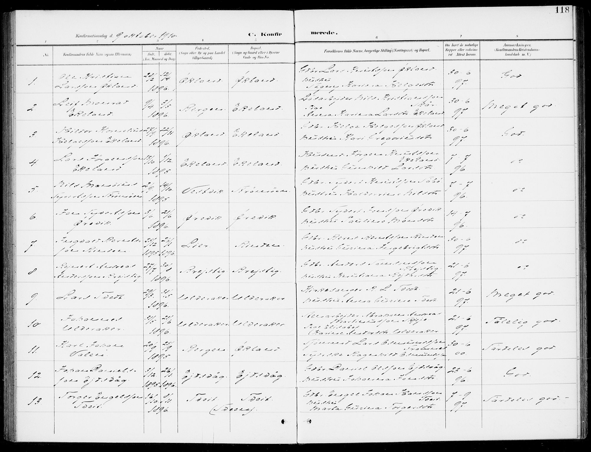 Sveio Sokneprestembete, AV/SAB-A-78501/H/Haa: Parish register (official) no. C 3, 1899-1916, p. 118