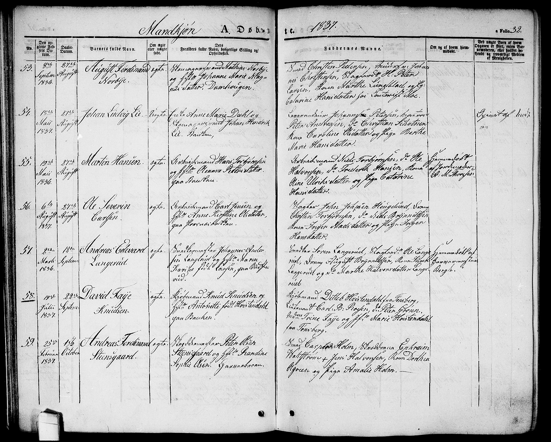 Halden prestekontor Kirkebøker, AV/SAO-A-10909/G/Ga/L0003: Parish register (copy) no. 3, 1834-1844, p. 32