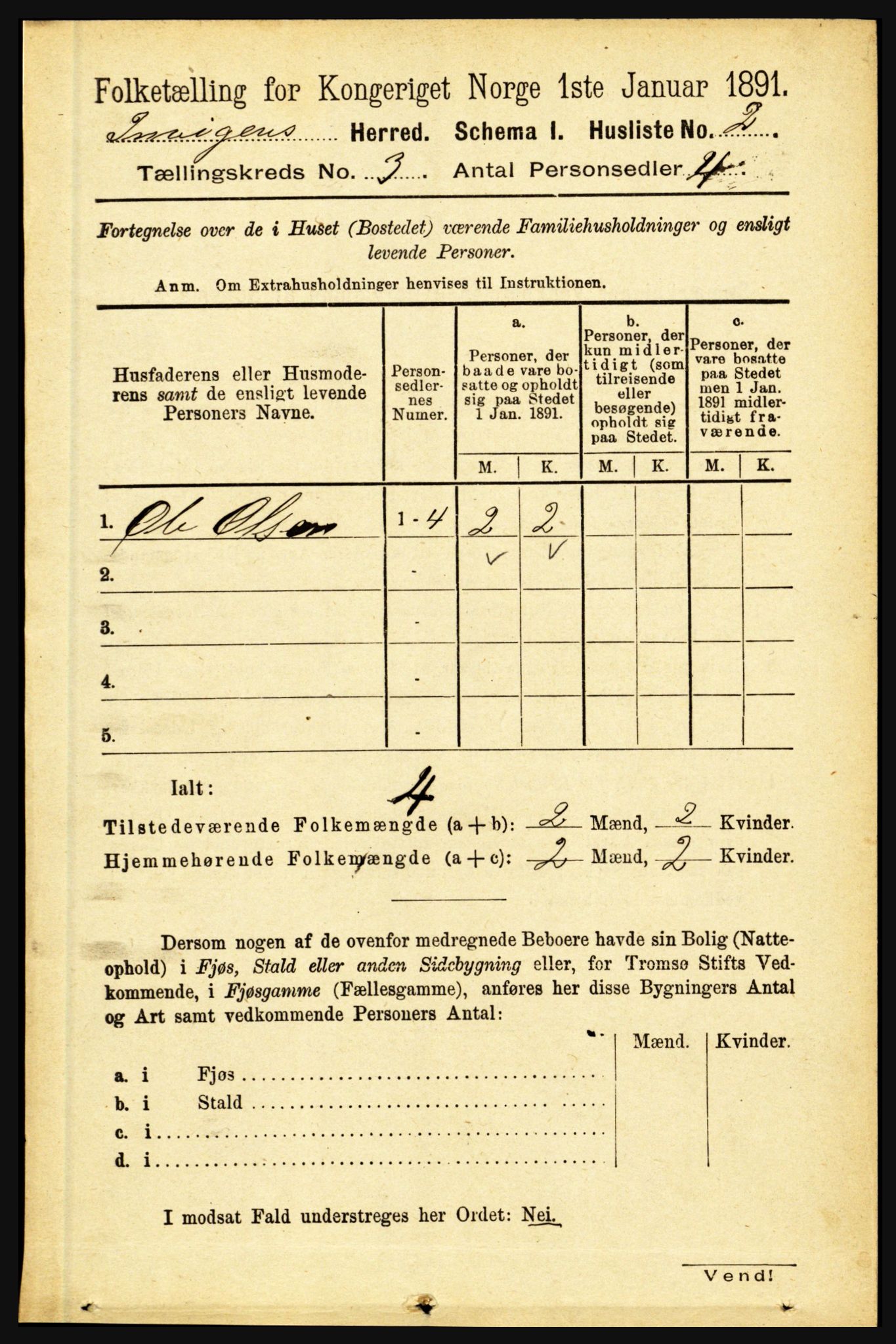 RA, 1891 census for 1447 Innvik, 1891, p. 975