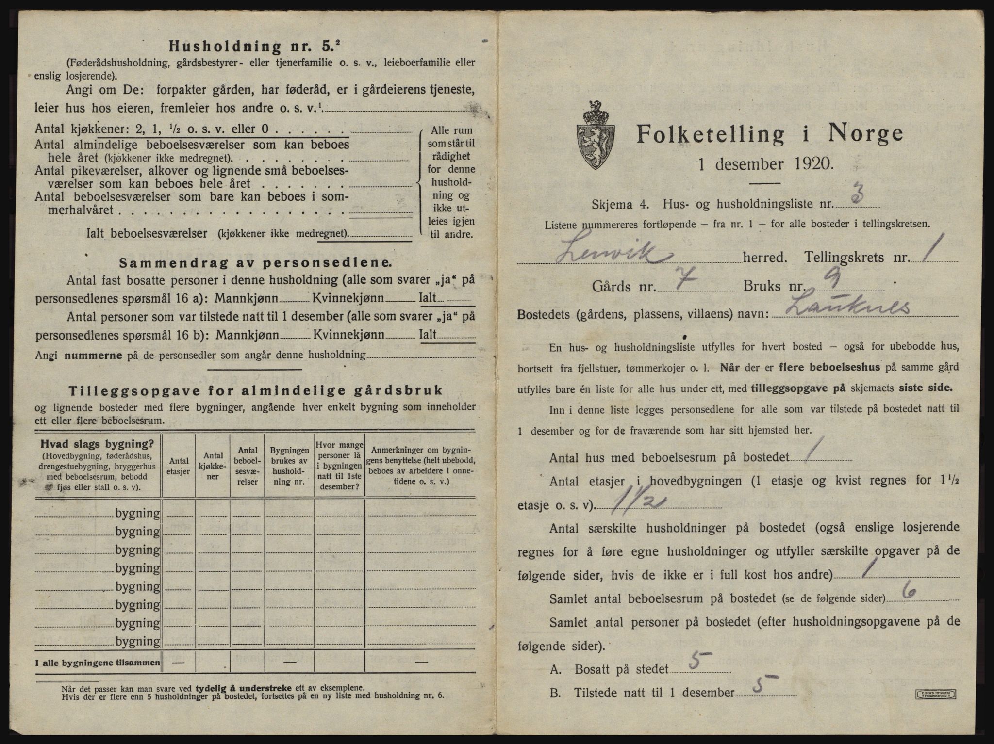 SATØ, 1920 census for Lenvik, 1920, p. 56