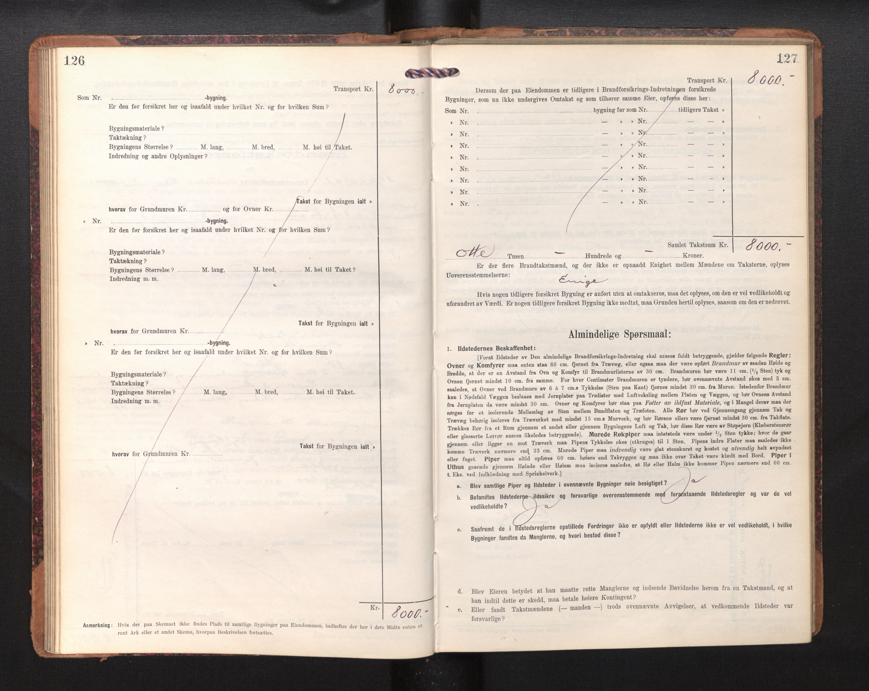 Lensmannen i Årdal, AV/SAB-A-30501/0012/L0009: Branntakstprotokoll, skjematakst, 1914-1926, p. 126-127