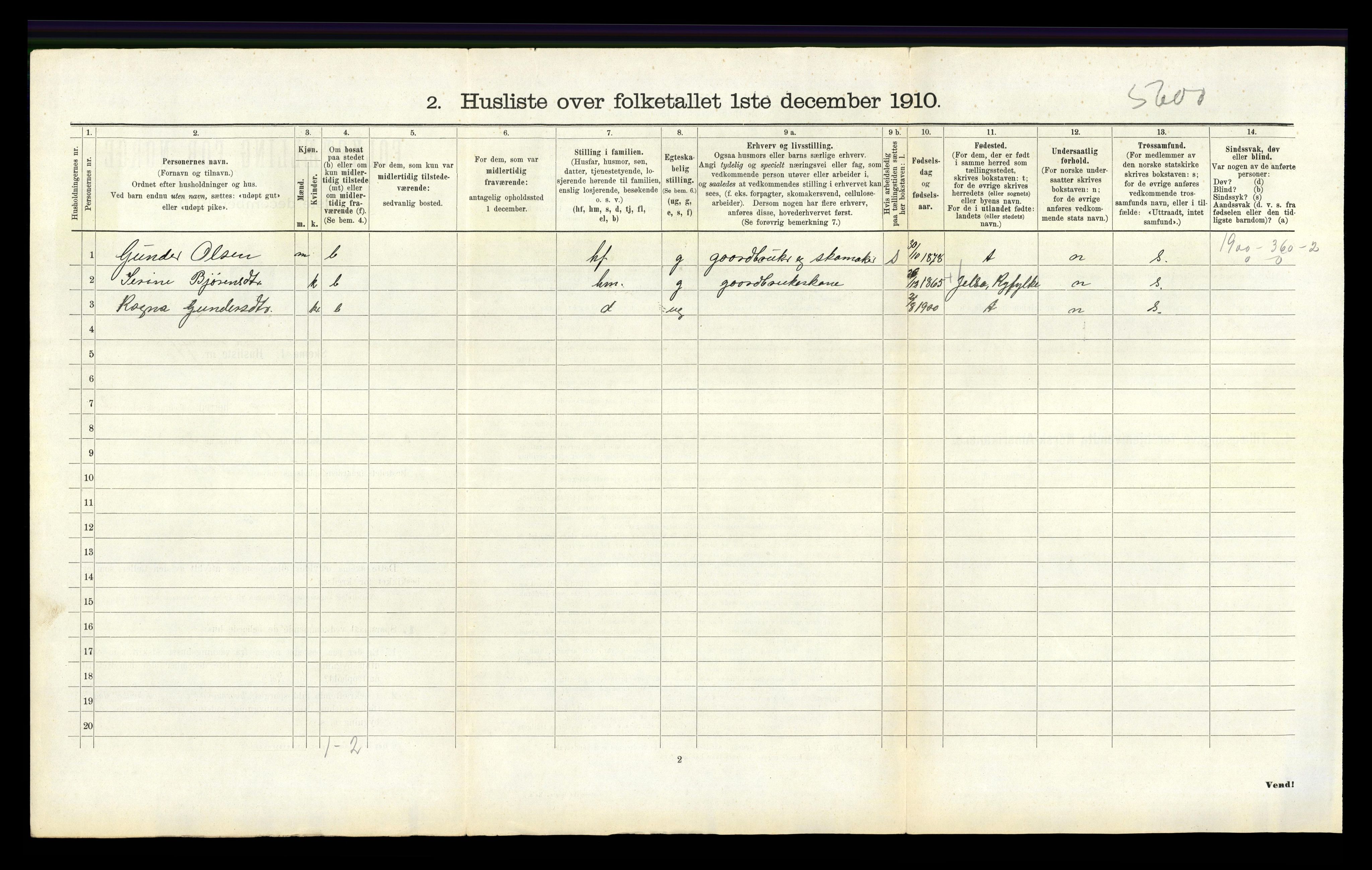 RA, 1910 census for Finnøy, 1910, p. 293