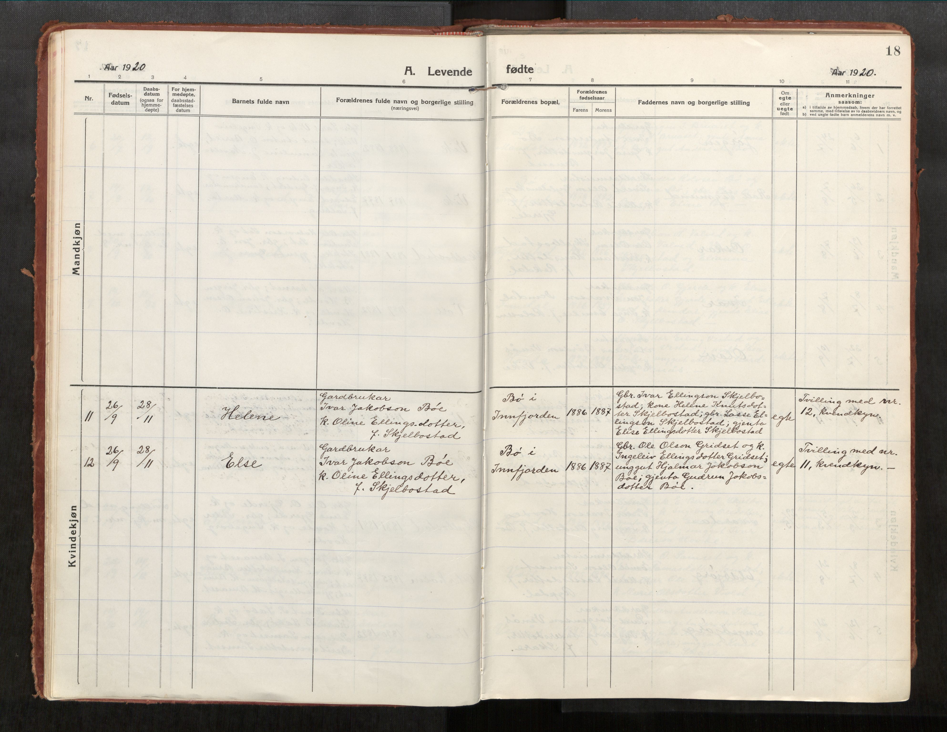 Eid sokneprestkontor, AV/SAT-A-1254: Parish register (official) no. 543A04, 1916-1956, p. 18