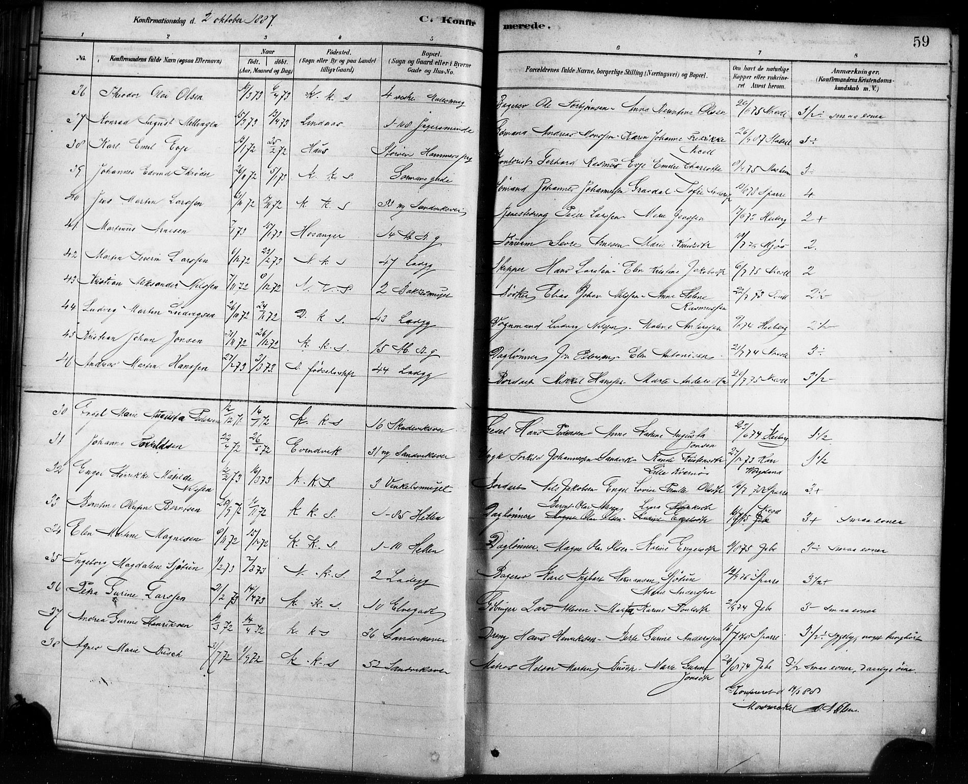 Sandviken Sokneprestembete, AV/SAB-A-77601/H/Ha/L0002: Parish register (official) no. A 2, 1878-1896, p. 59