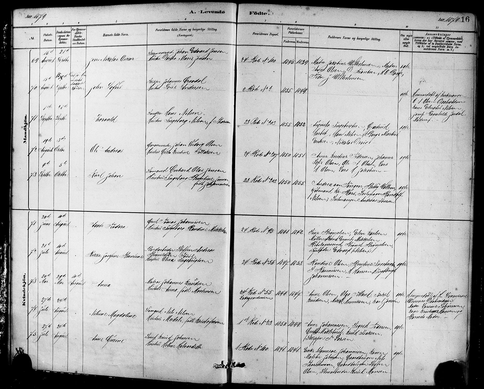 Sandviken Sokneprestembete, AV/SAB-A-77601/H/Hb/L0001: Parish register (copy) no. A 2, 1879-1892, p. 16