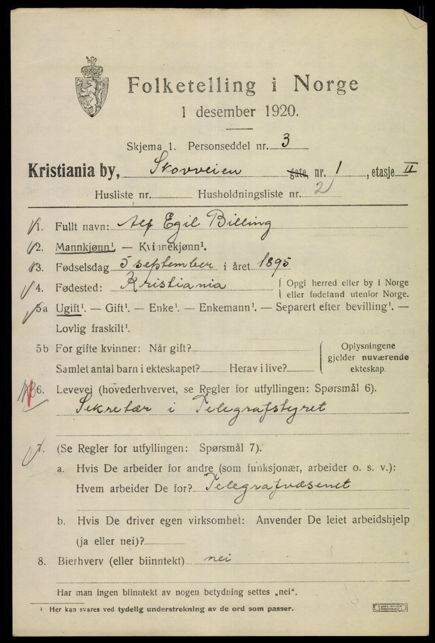 SAO, 1920 census for Kristiania, 1920, p. 515309