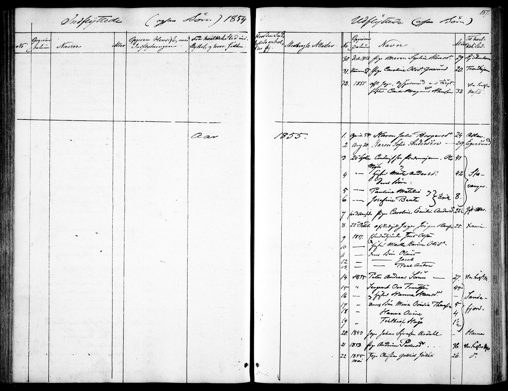 Garnisonsmenigheten Kirkebøker, SAO/A-10846/F/Fa/L0009: Parish register (official) no. 9, 1842-1859, p. 157