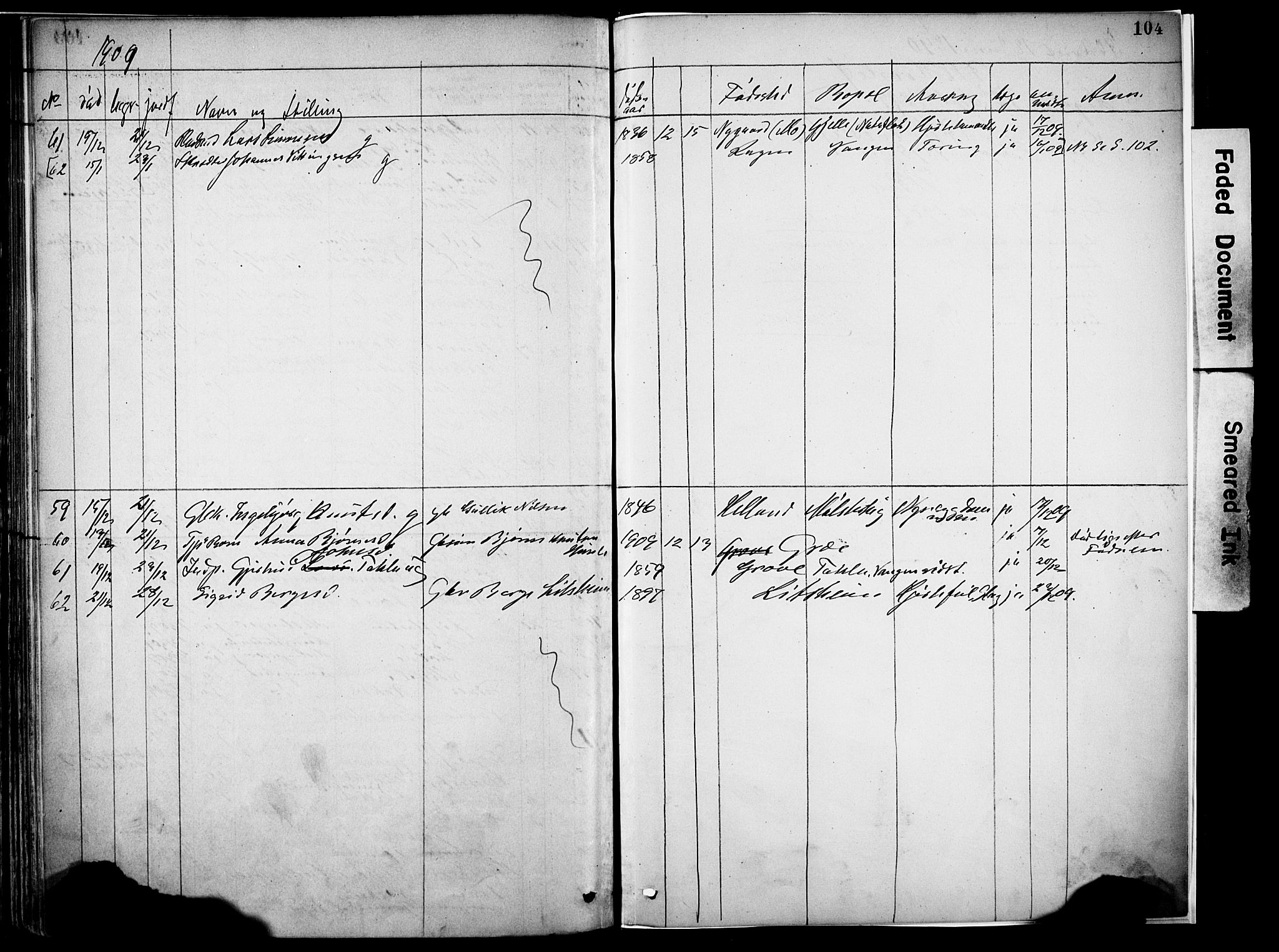 Voss sokneprestembete, SAB/A-79001/H/Haa: Parish register (official) no. A 22, 1887-1909, p. 104