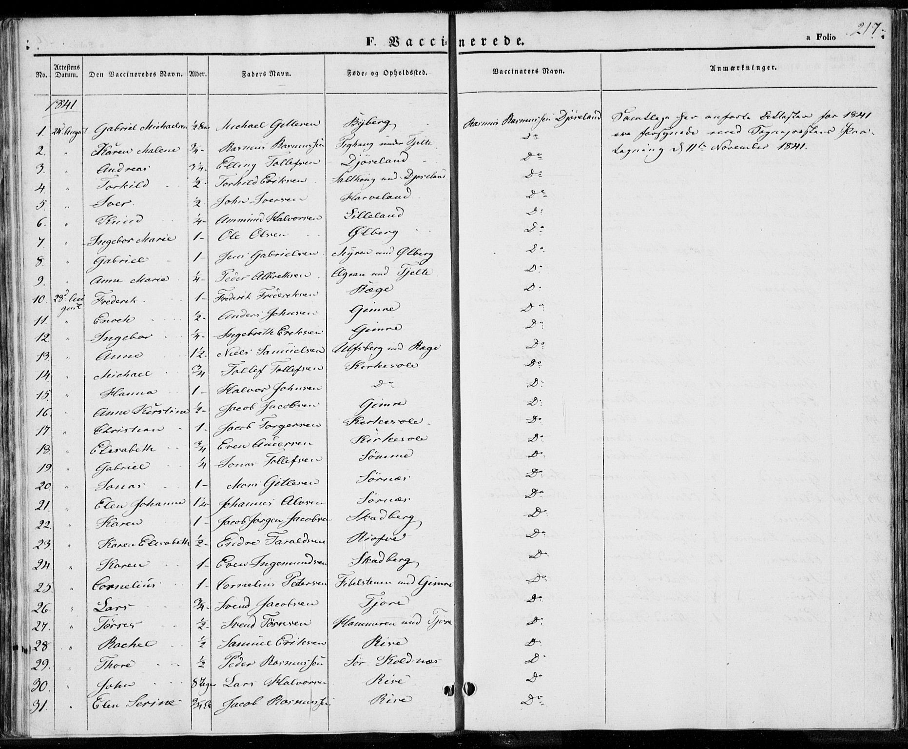 Håland sokneprestkontor, SAST/A-101802/001/30BA/L0006: Parish register (official) no. A 6, 1842-1853, p. 217