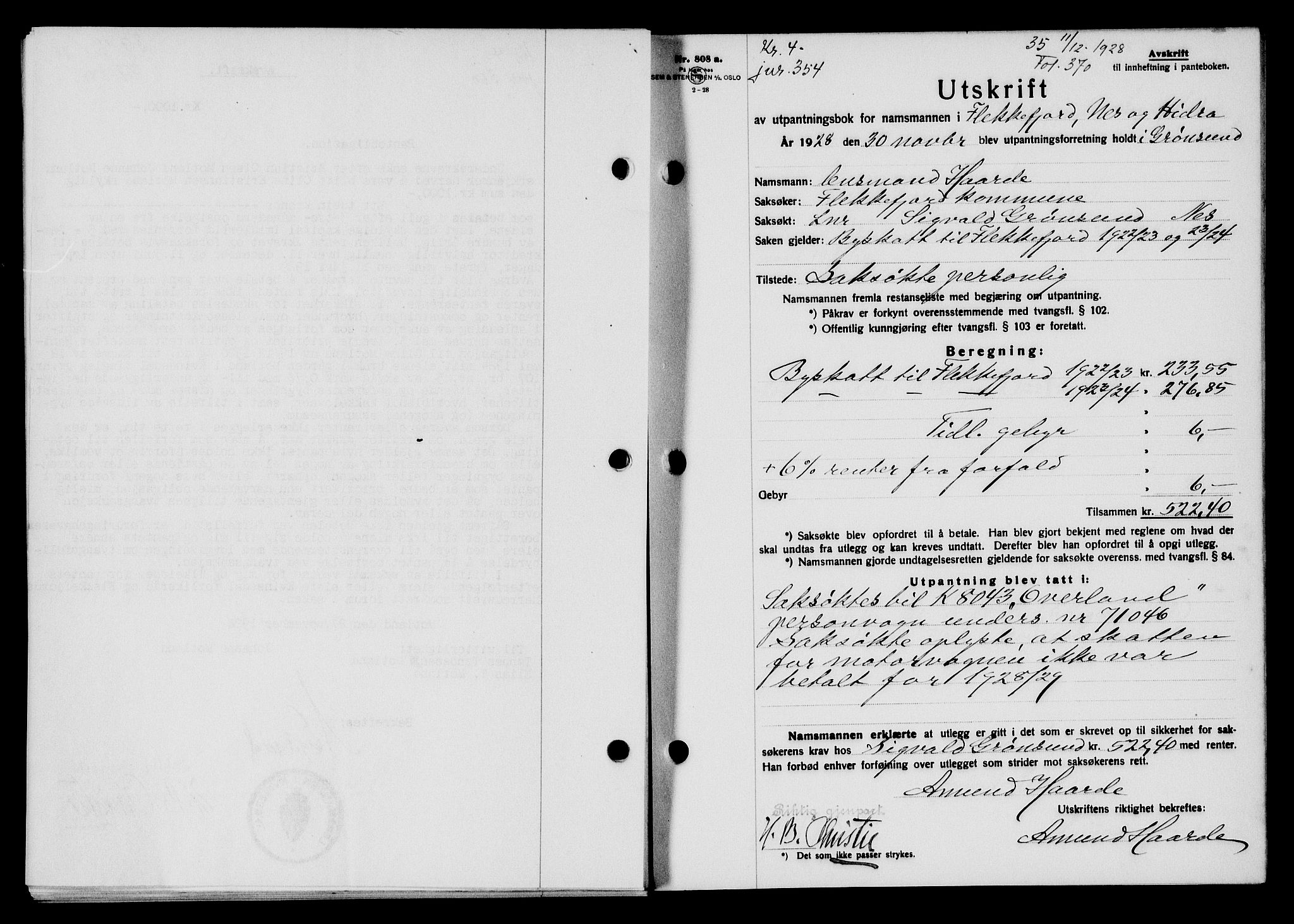 Flekkefjord sorenskriveri, SAK/1221-0001/G/Gb/Gba/L0044: Mortgage book no. 42, 1928-1929, Deed date: 11.12.1928