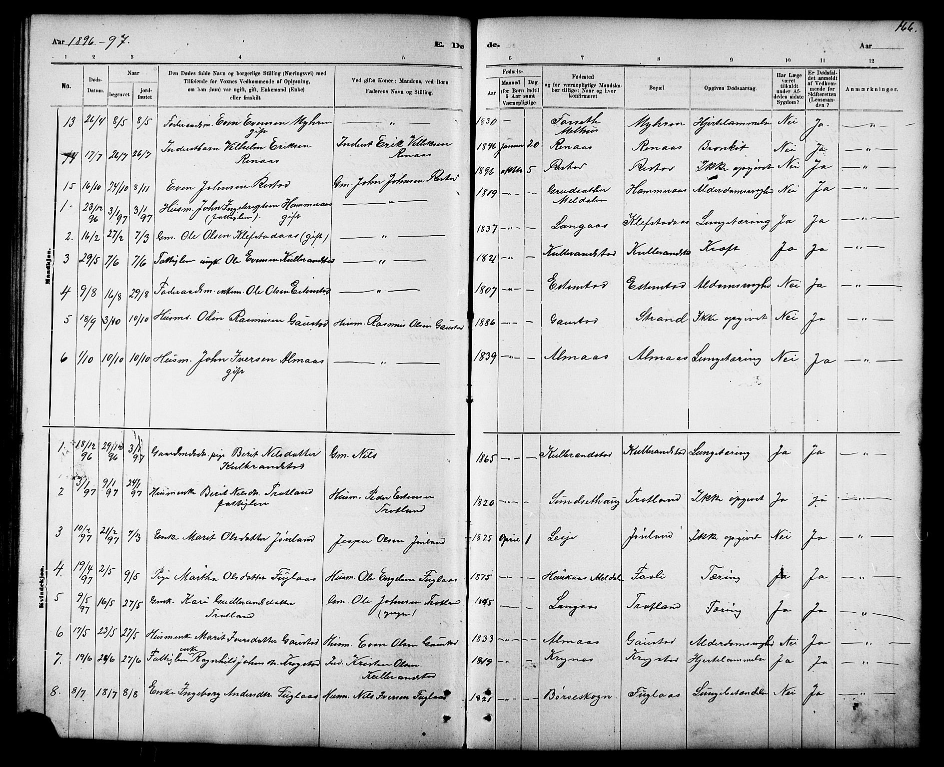 Ministerialprotokoller, klokkerbøker og fødselsregistre - Sør-Trøndelag, AV/SAT-A-1456/694/L1132: Parish register (copy) no. 694C04, 1887-1914, p. 166