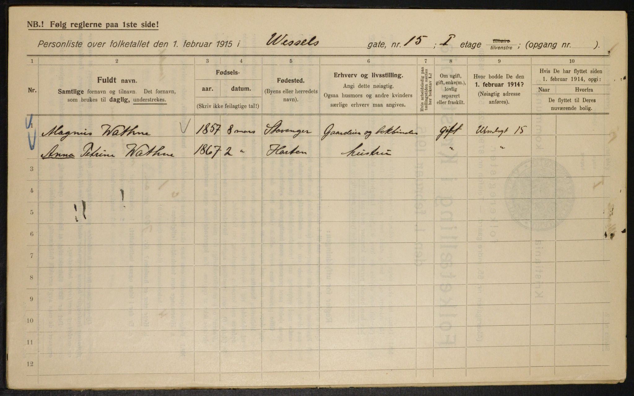 OBA, Municipal Census 1915 for Kristiania, 1915, p. 128761