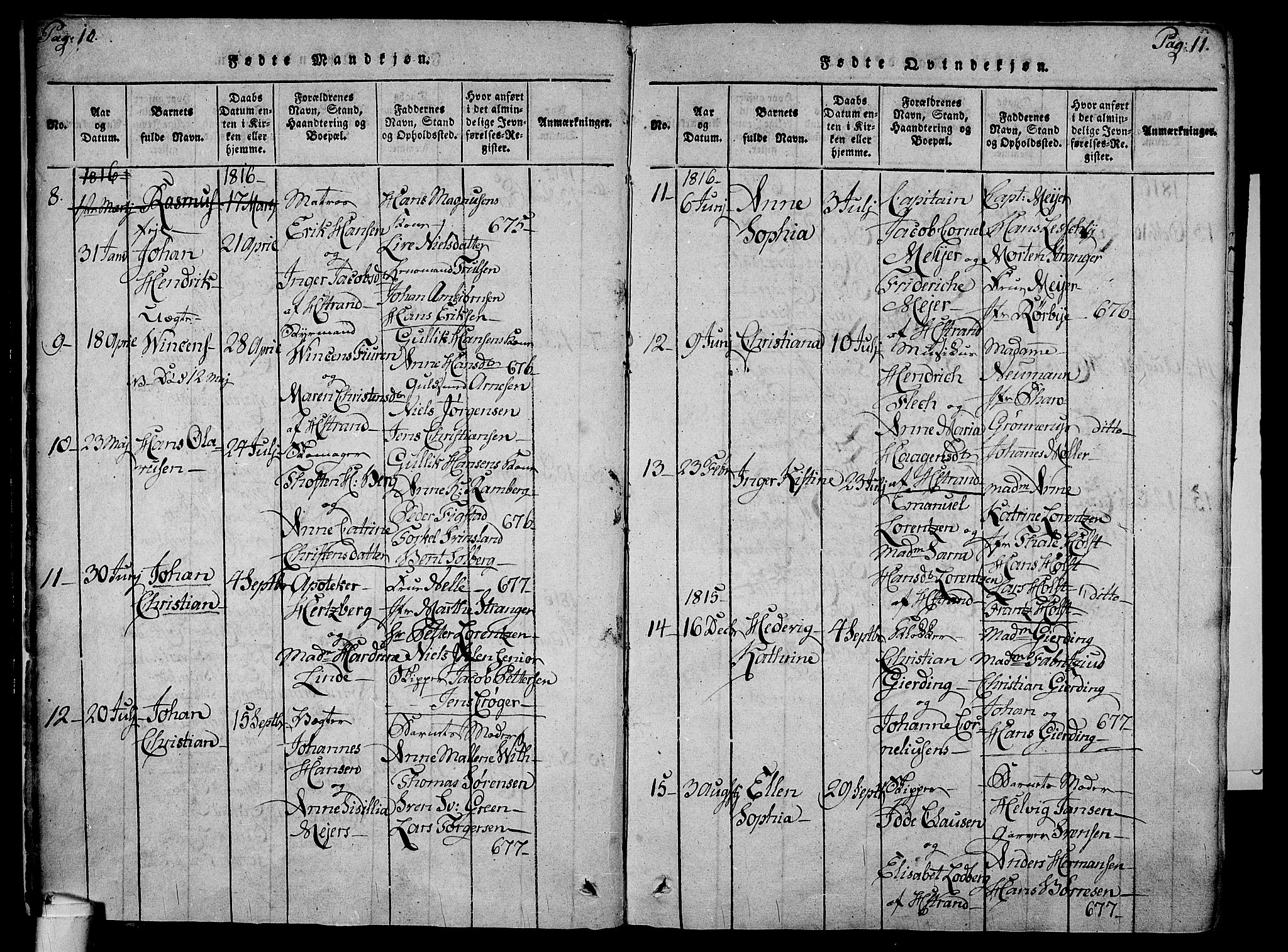 Holmestrand kirkebøker, AV/SAKO-A-346/F/Fa/L0001: Parish register (official) no. 1, 1814-1840, p. 10-11