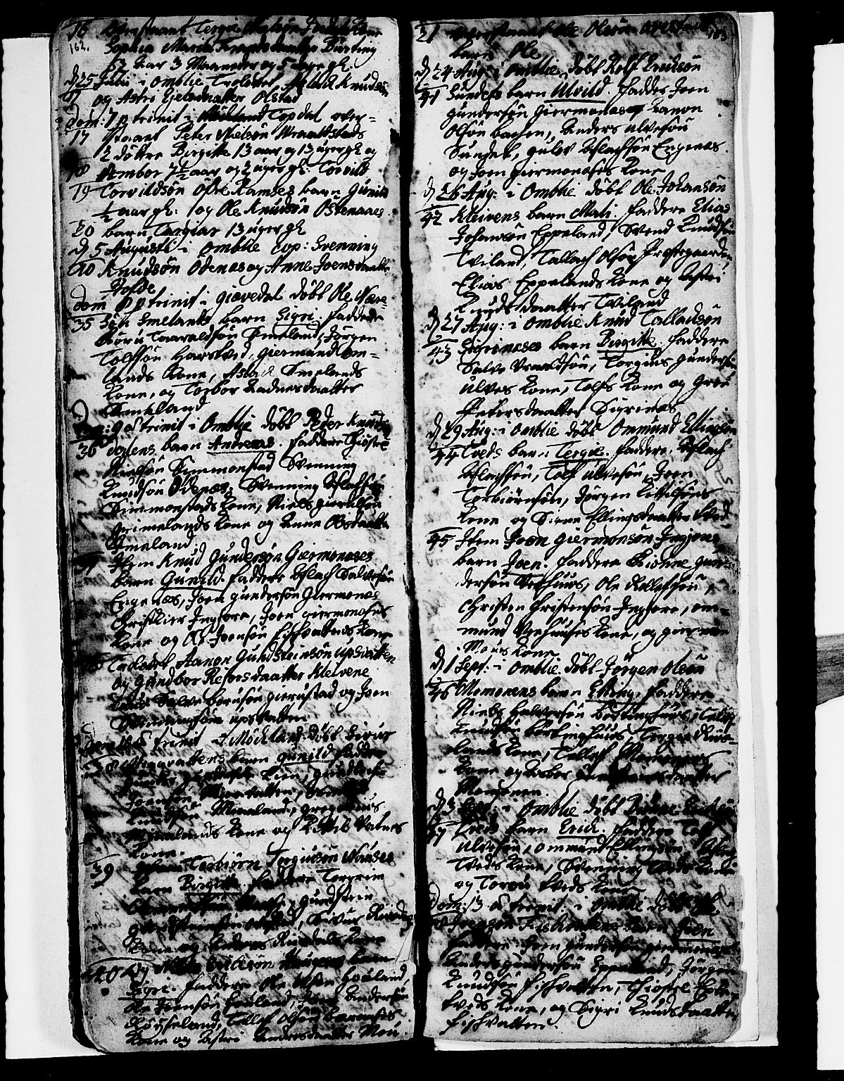 Åmli sokneprestkontor, AV/SAK-1111-0050/F/Fa/Fac/L0001: Parish register (official) no. A 1, 1711-1740, p. 162-163