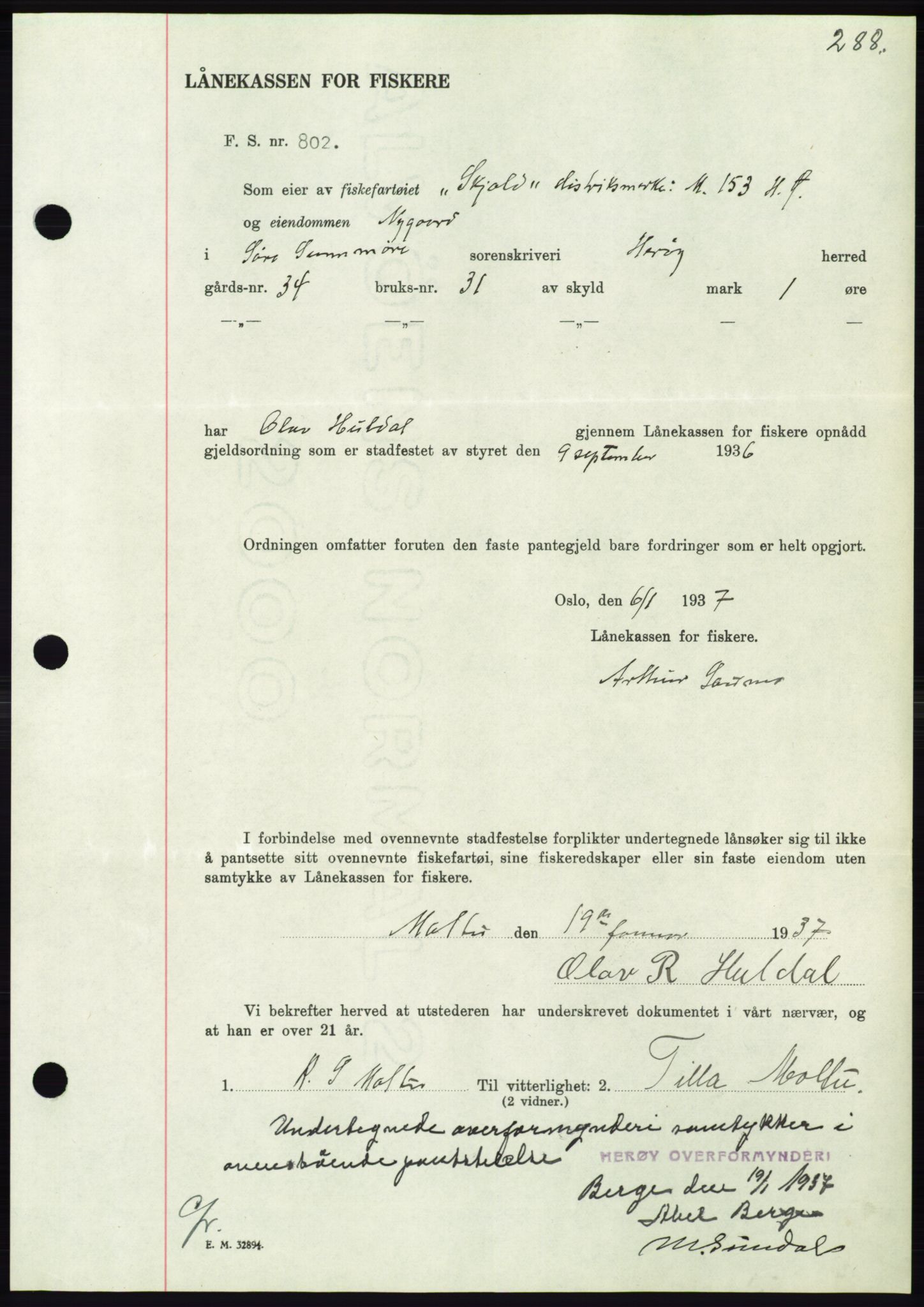 Søre Sunnmøre sorenskriveri, AV/SAT-A-4122/1/2/2C/L0062: Mortgage book no. 56, 1936-1937, Diary no: : 151/1937