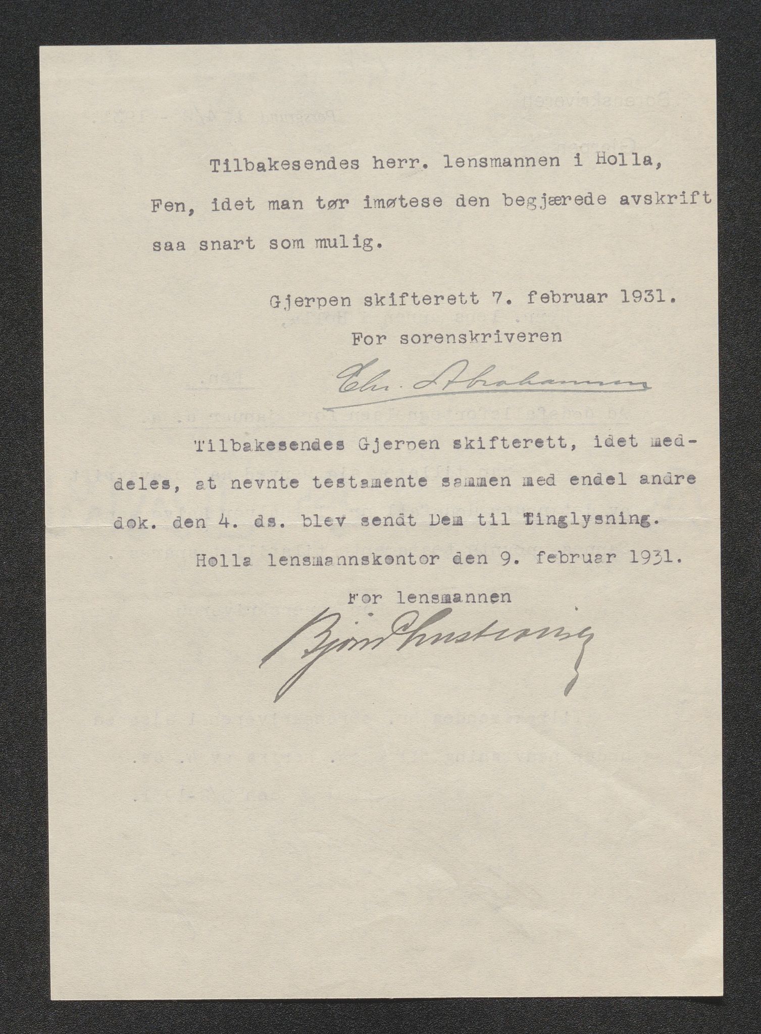 Nedre Telemark sorenskriveri, AV/SAKO-A-135/H/Ha/Hab/L0008: Dødsfallsfortegnelser
, 1931-1935, p. 7