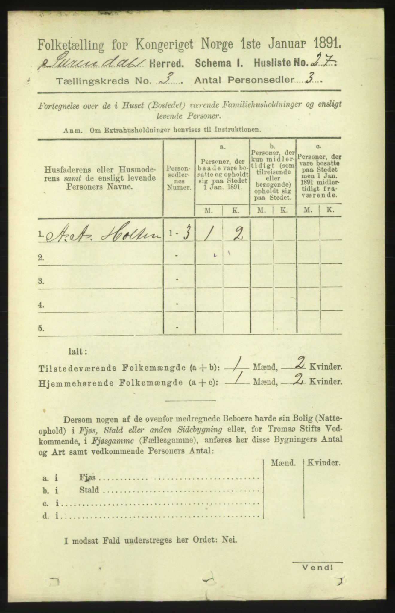 RA, 1891 census for 1566 Surnadal, 1891, p. 771