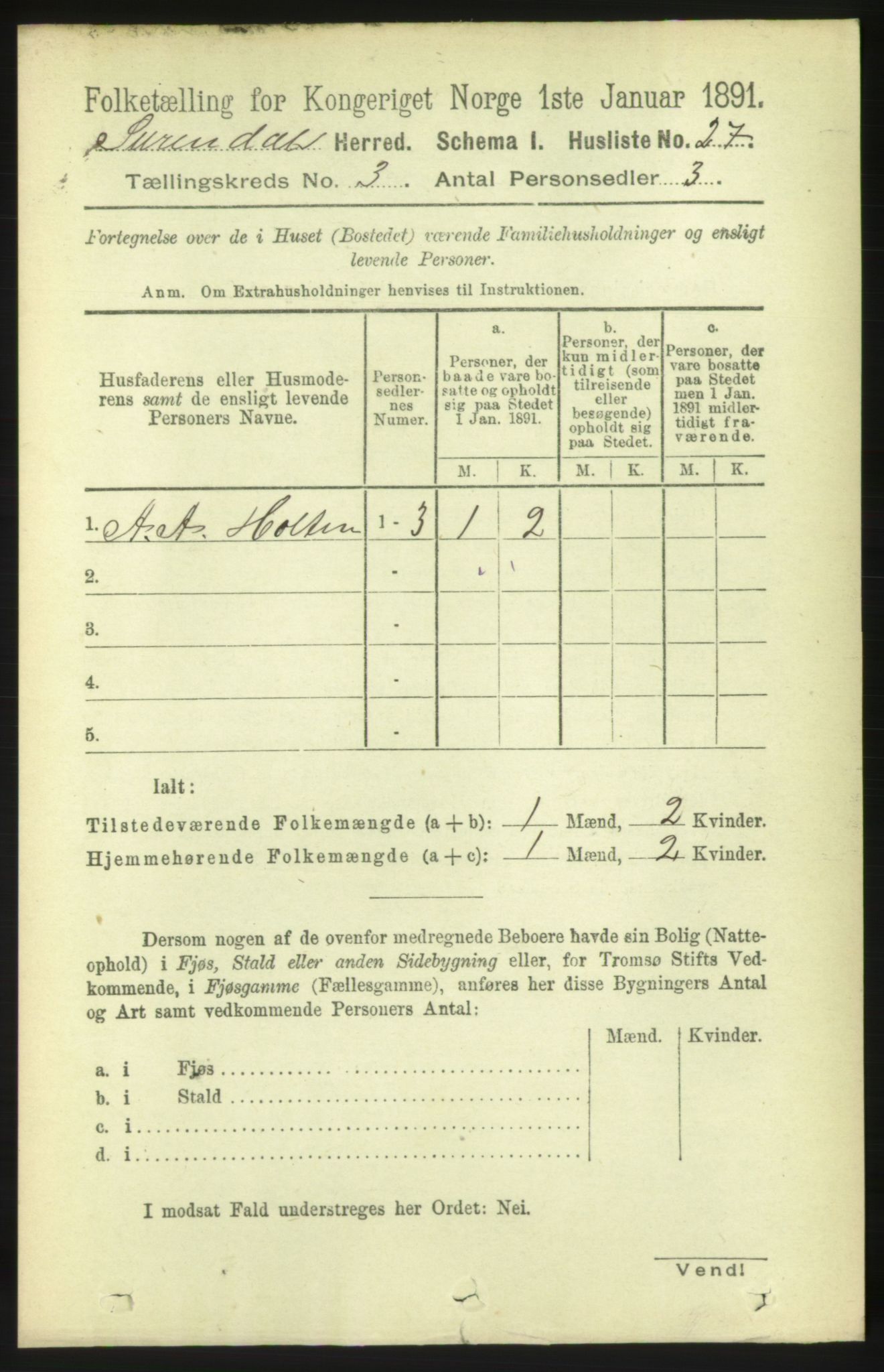 RA, 1891 census for 1566 Surnadal, 1891, p. 771