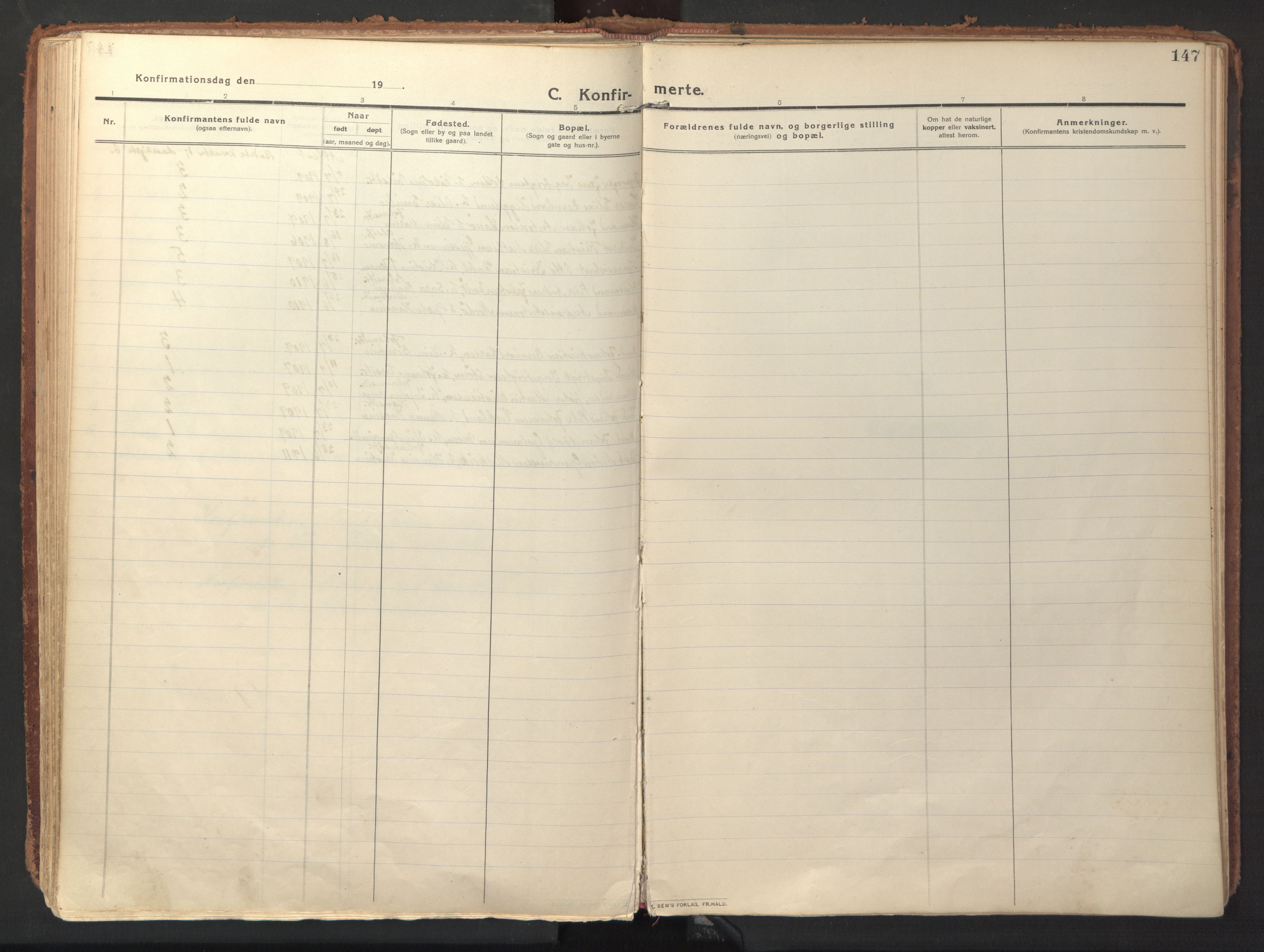 Ministerialprotokoller, klokkerbøker og fødselsregistre - Sør-Trøndelag, SAT/A-1456/640/L0581: Parish register (official) no. 640A06, 1910-1924, p. 147
