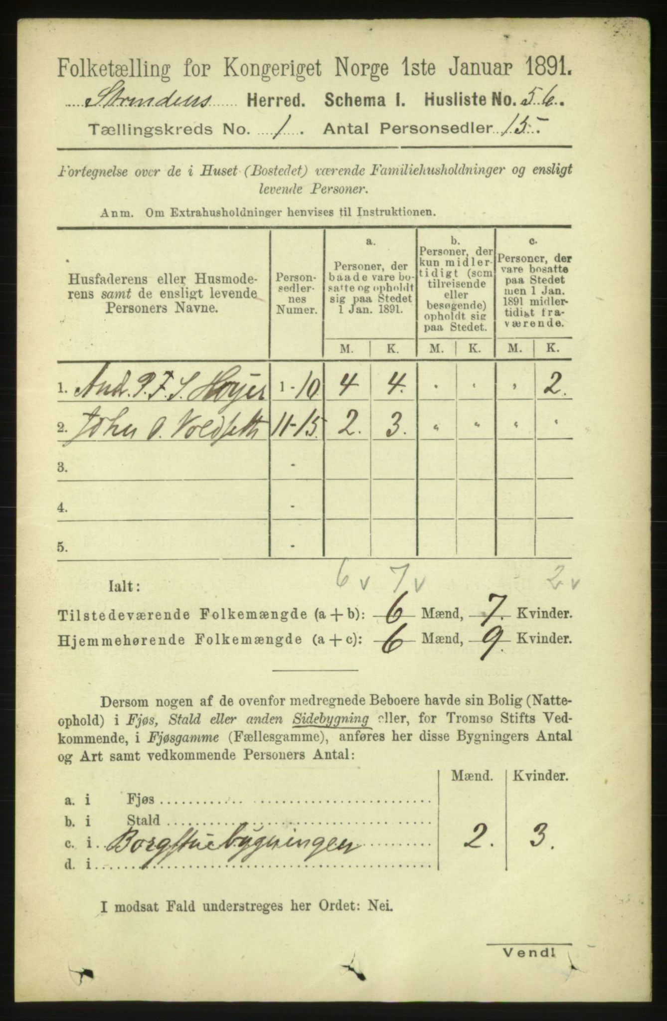 RA, 1891 census for 1660 Strinda, 1891, p. 102