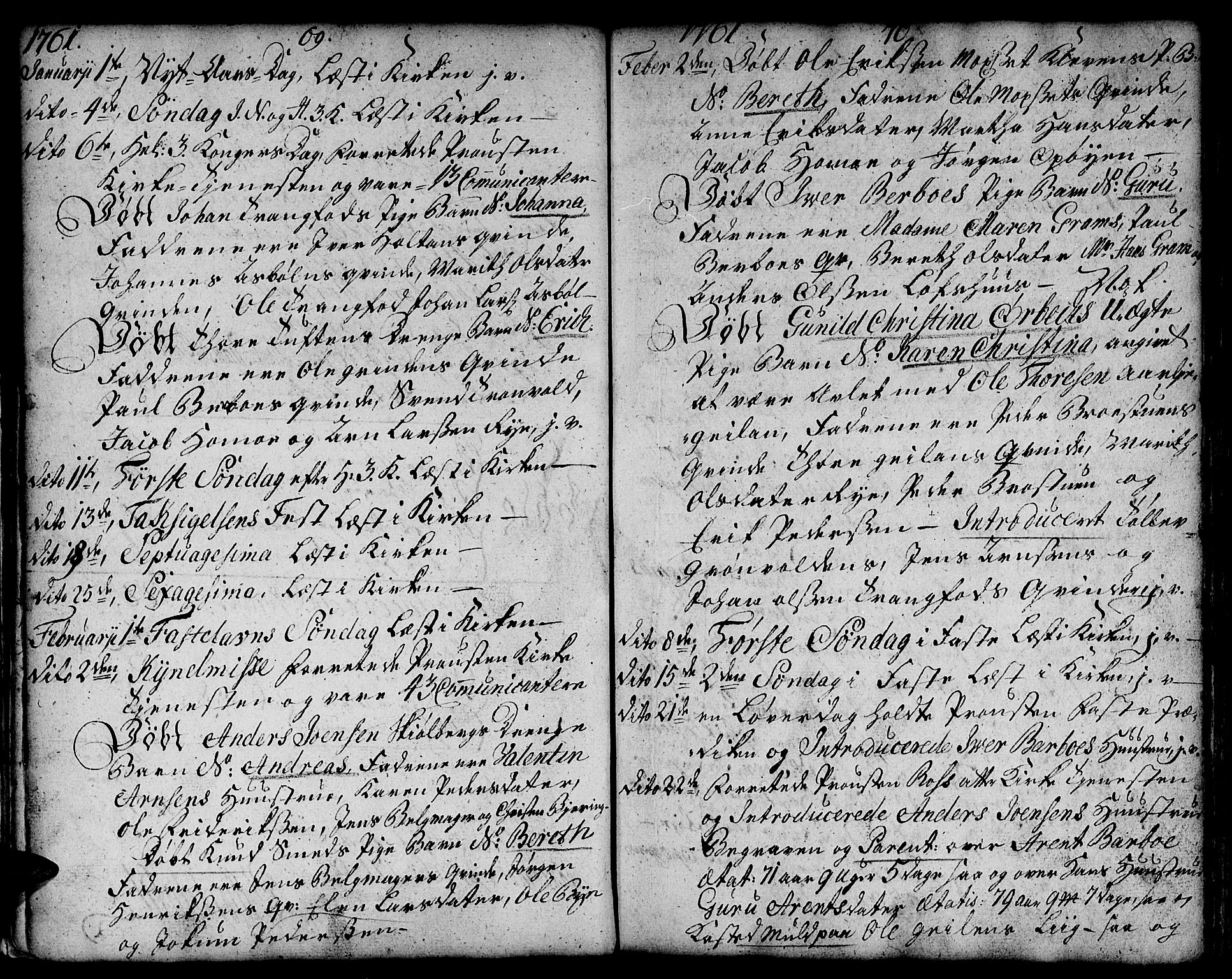 Ministerialprotokoller, klokkerbøker og fødselsregistre - Sør-Trøndelag, SAT/A-1456/671/L0840: Parish register (official) no. 671A02, 1756-1794, p. 69-70