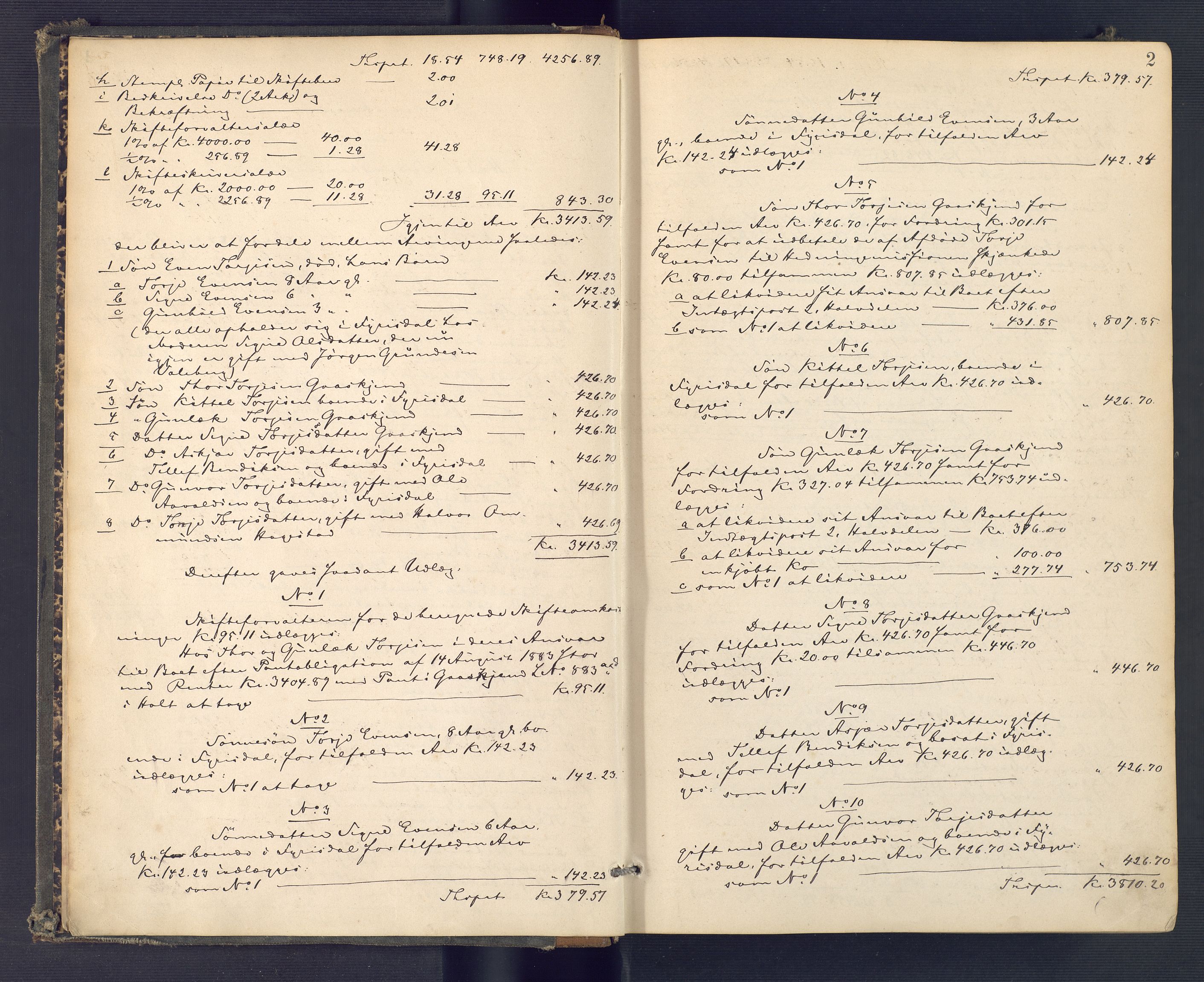 Holt sorenskriveri, SAK/1221-0002/H/Hc/L0034: Skifteutlodningsprotokoll nr. 9, 1884-1890, p. 1b-2a
