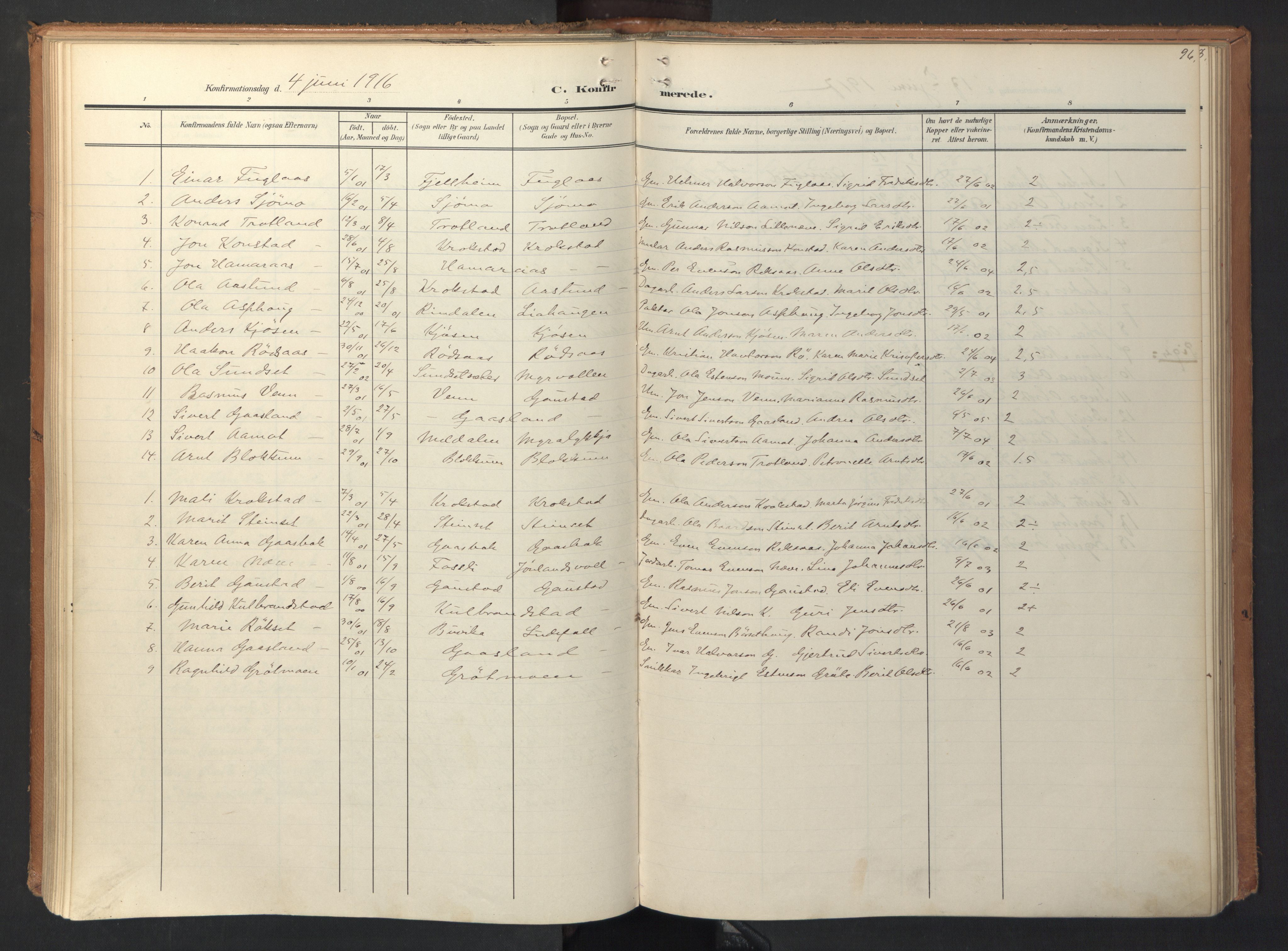 Ministerialprotokoller, klokkerbøker og fødselsregistre - Sør-Trøndelag, AV/SAT-A-1456/694/L1128: Parish register (official) no. 694A02, 1906-1931, p. 96