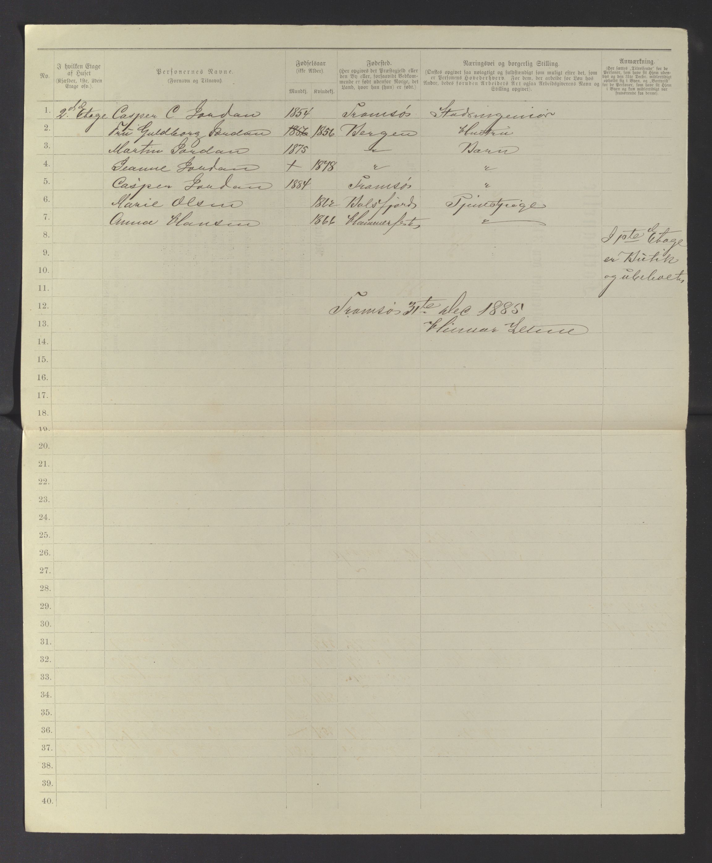 SATØ, 1885 census for 1902 Tromsø, 1885, p. 205b