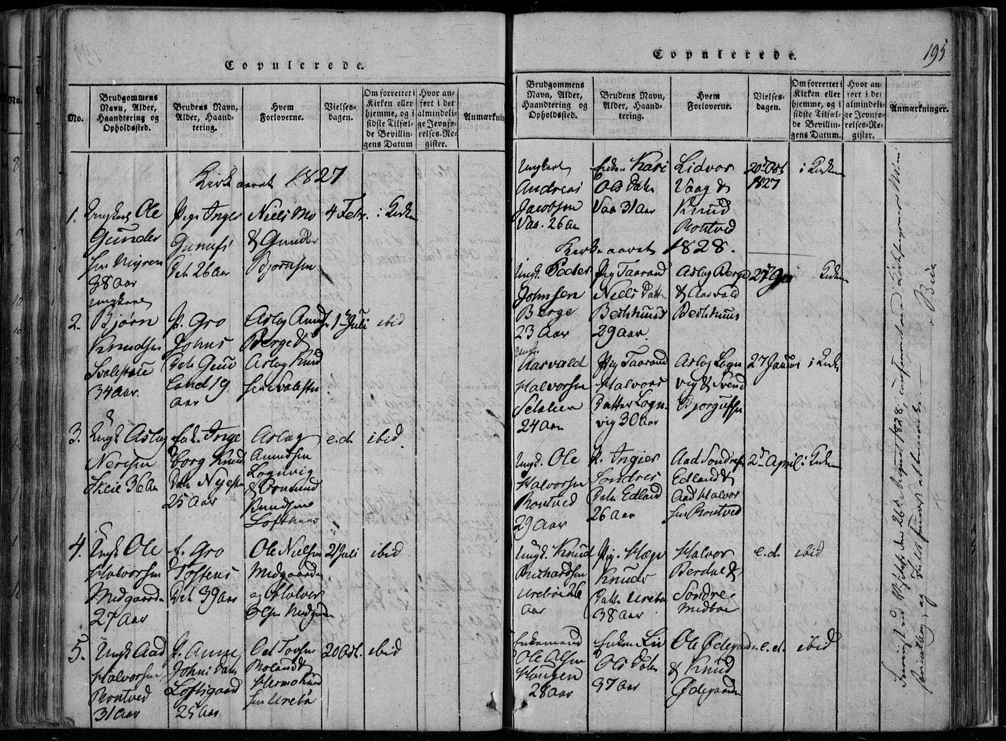 Rauland kirkebøker, SAKO/A-292/F/Fa/L0001: Parish register (official) no. 1, 1814-1859, p. 195