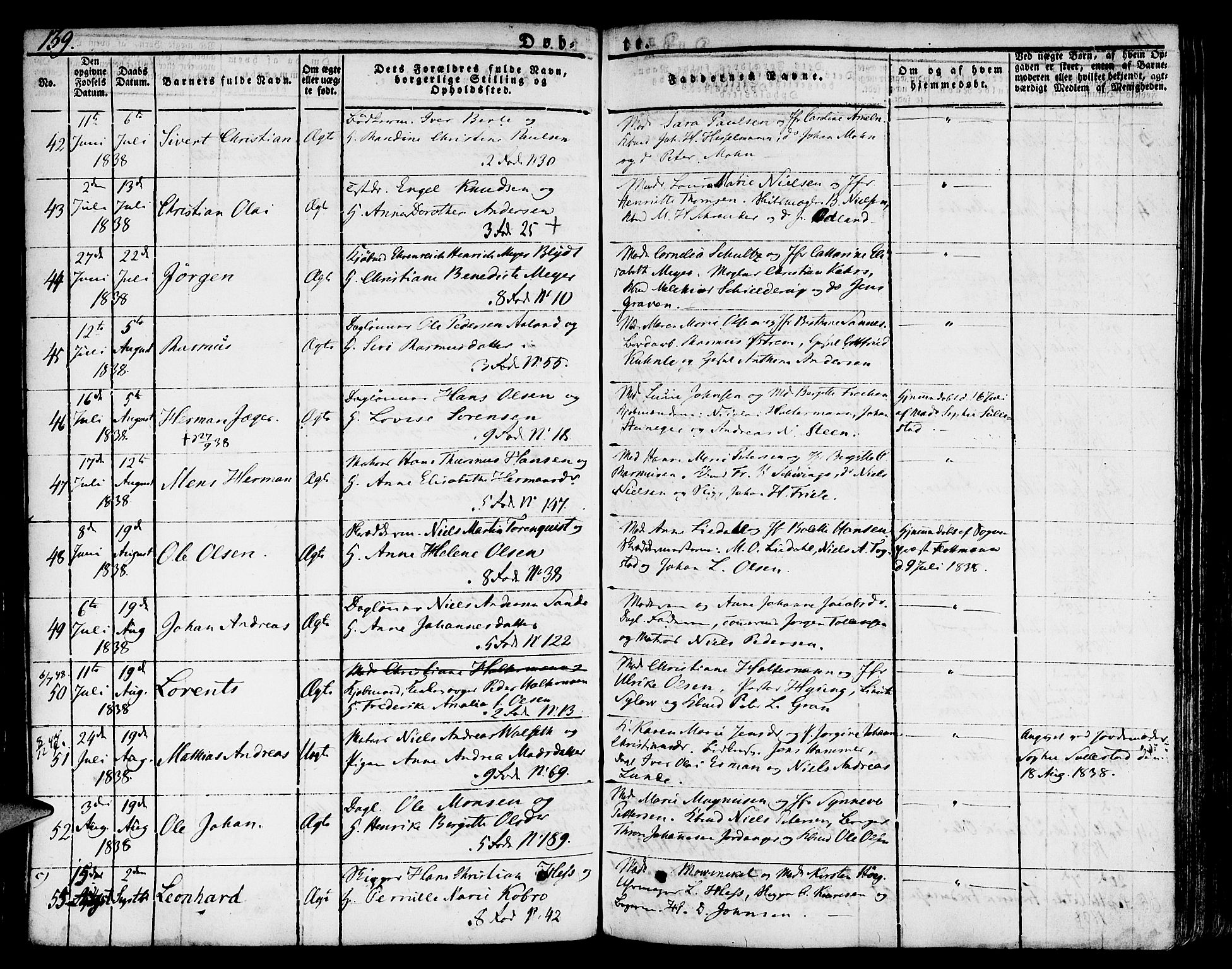 Nykirken Sokneprestembete, AV/SAB-A-77101/H/Hab: Parish register (copy) no. A 5I, 1821-1841, p. 139