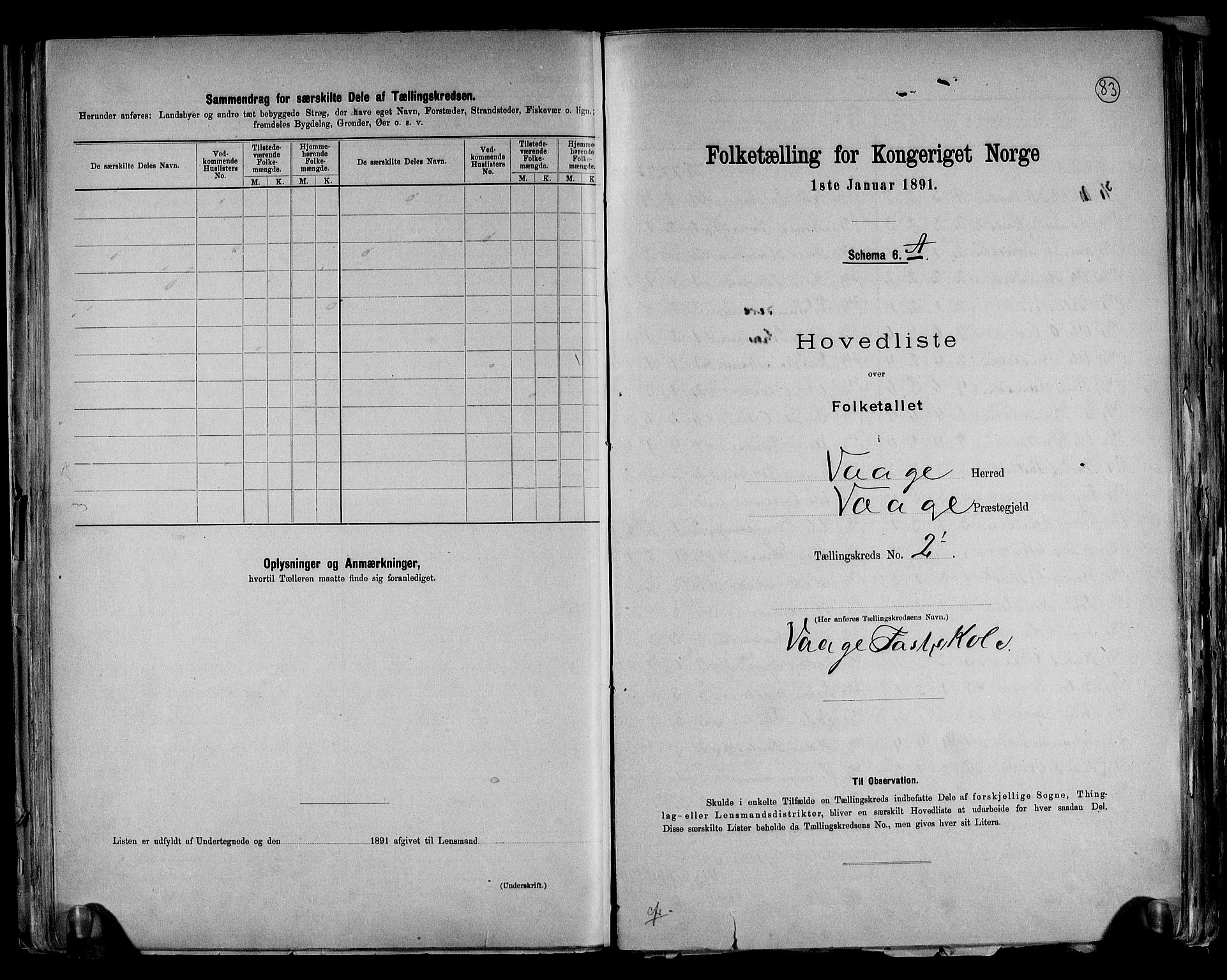 RA, 1891 census for 0515 Vågå, 1891, p. 8