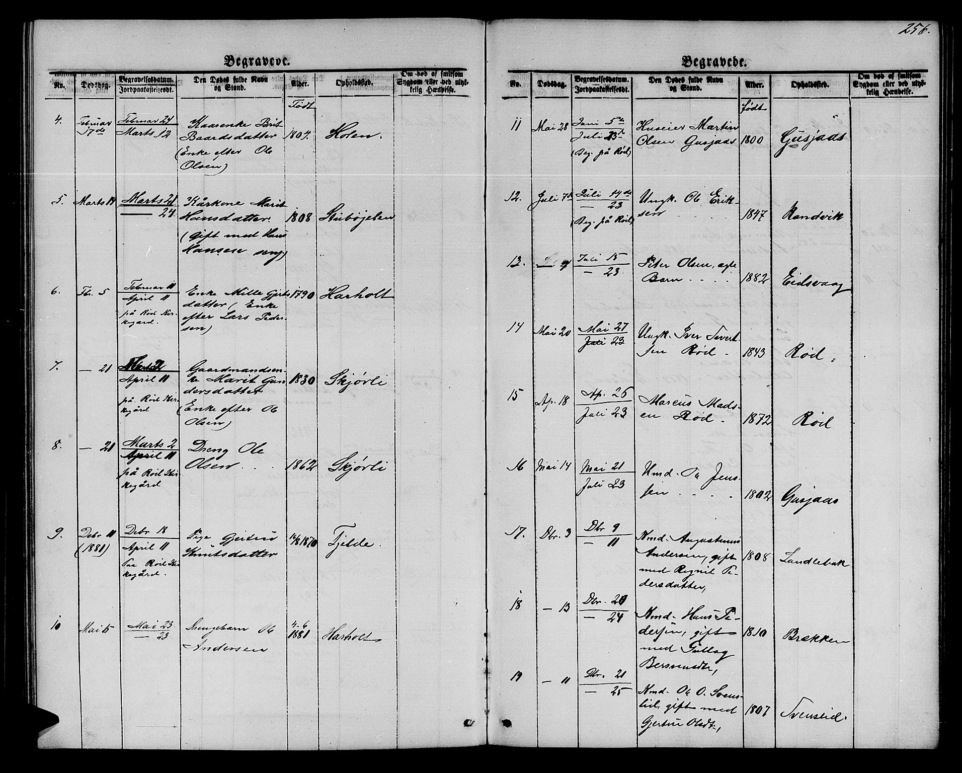 Ministerialprotokoller, klokkerbøker og fødselsregistre - Møre og Romsdal, AV/SAT-A-1454/551/L0630: Parish register (copy) no. 551C02, 1867-1885, p. 256