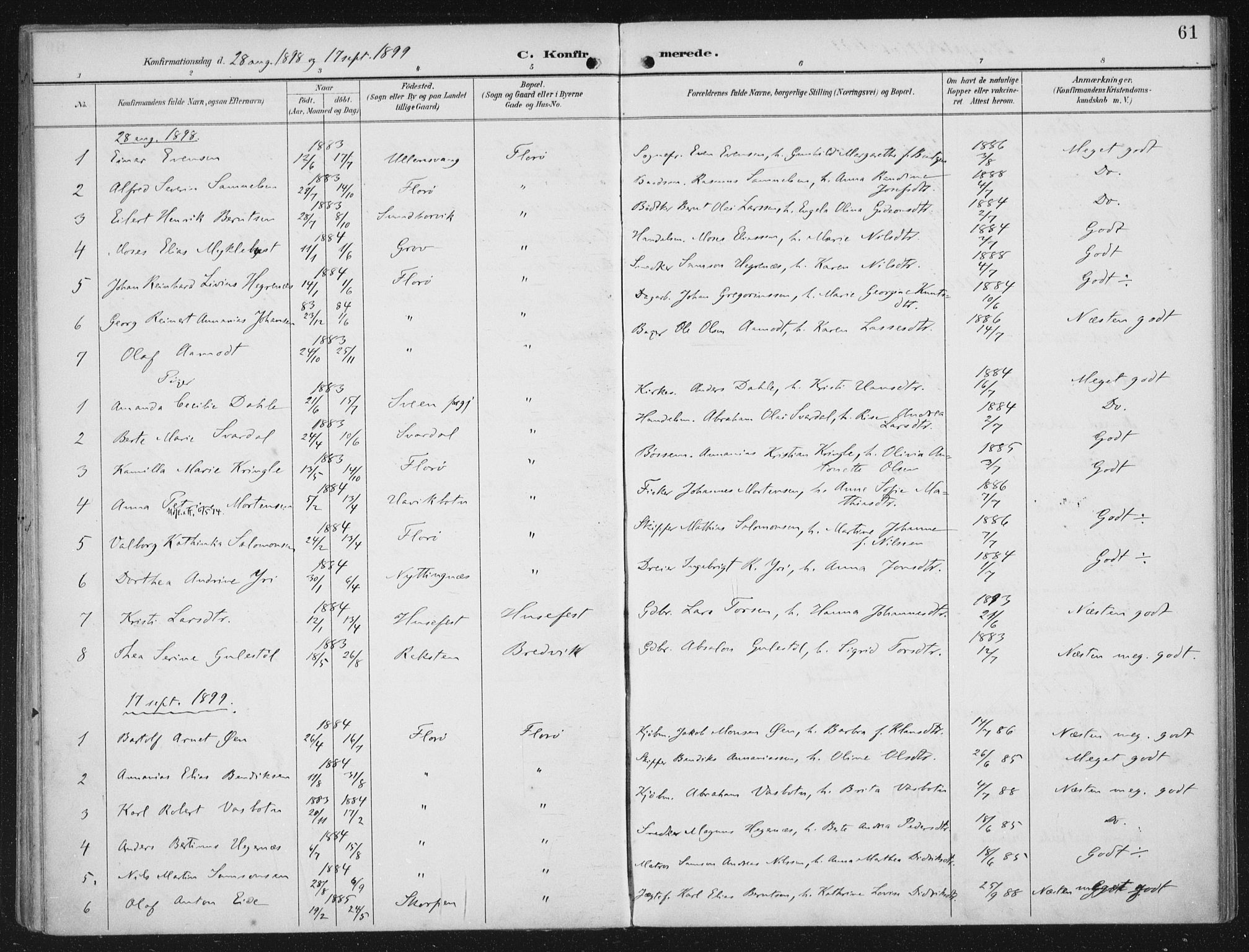 Kinn sokneprestembete, AV/SAB-A-80801/H/Haa/Haac/L0002: Parish register (official) no. C 2, 1895-1916, p. 61
