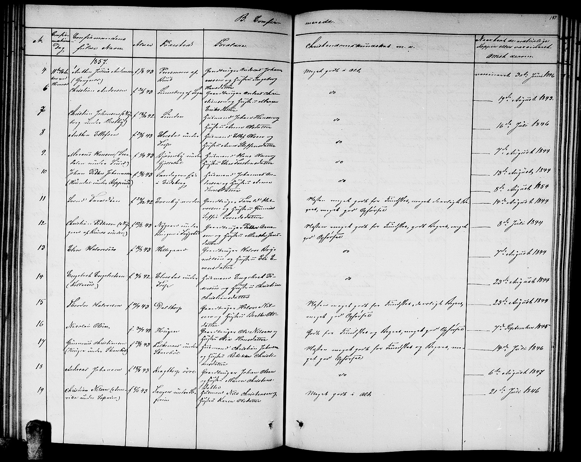 Høland prestekontor Kirkebøker, AV/SAO-A-10346a/G/Ga/L0004: Parish register (copy) no. I 4, 1854-1862, p. 187