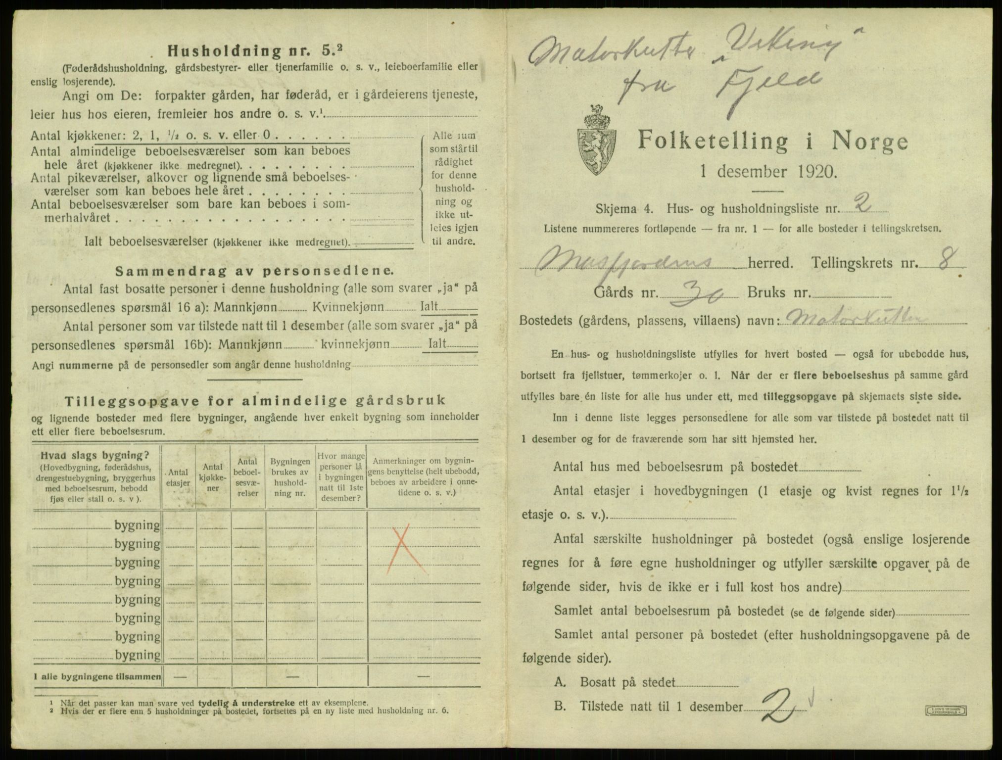 SAB, 1920 census for Masfjorden, 1920, p. 383