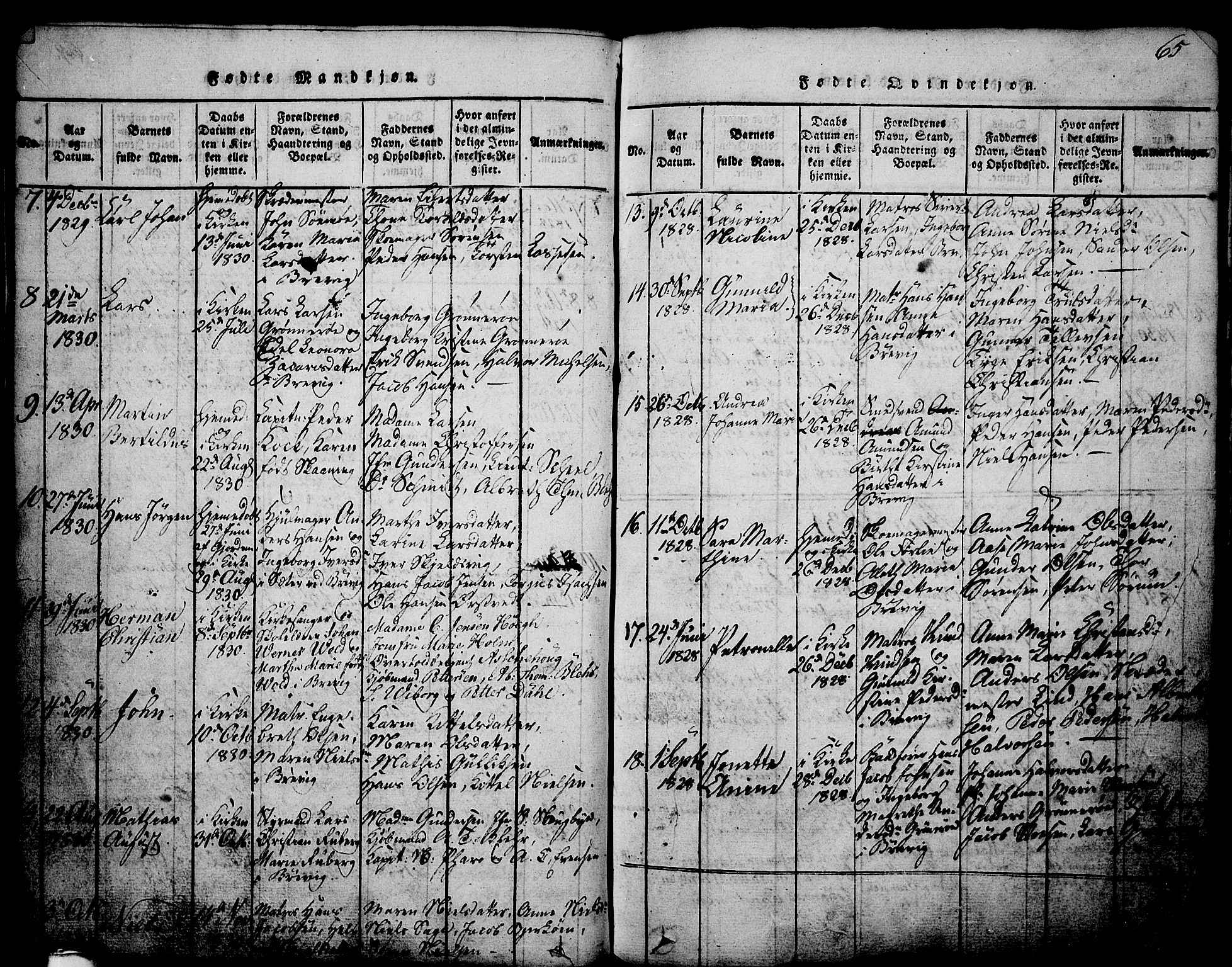 Brevik kirkebøker, SAKO/A-255/G/Ga/L0001: Parish register (copy) no. 1, 1814-1845, p. 65