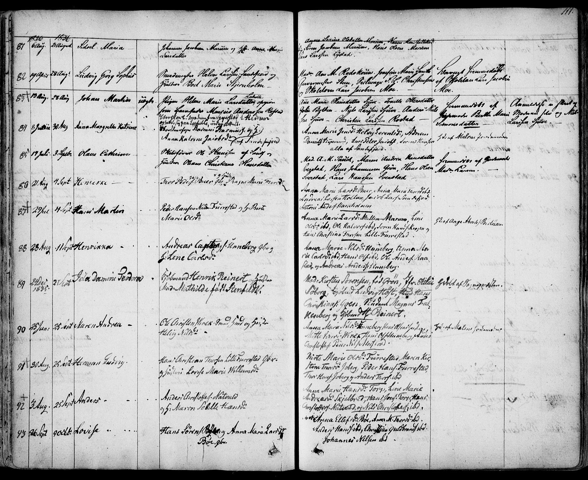 Sandar kirkebøker, SAKO/A-243/F/Fa/L0005: Parish register (official) no. 5, 1832-1847, p. 110-111