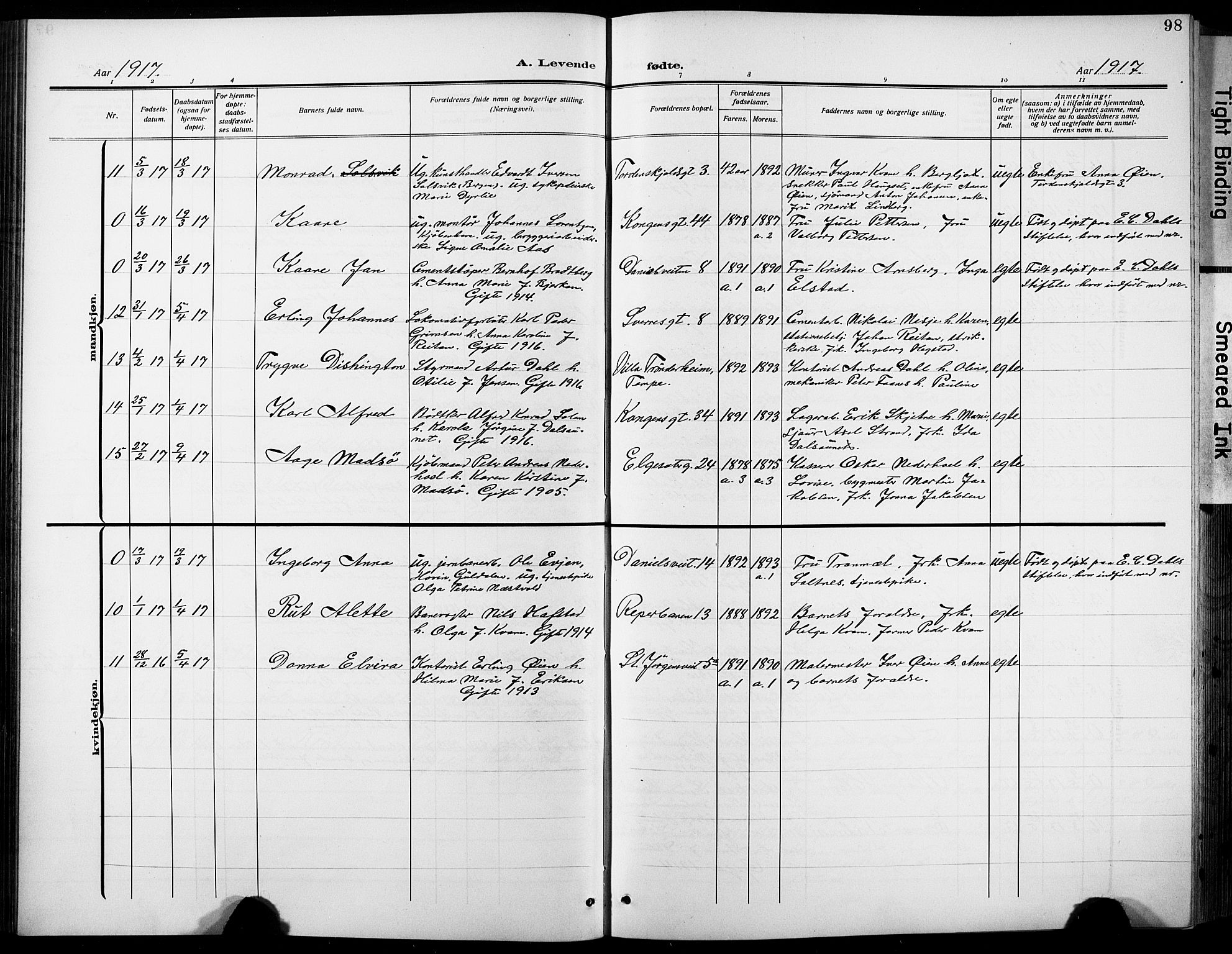 Ministerialprotokoller, klokkerbøker og fødselsregistre - Sør-Trøndelag, AV/SAT-A-1456/601/L0096: Parish register (copy) no. 601C14, 1911-1931, p. 98