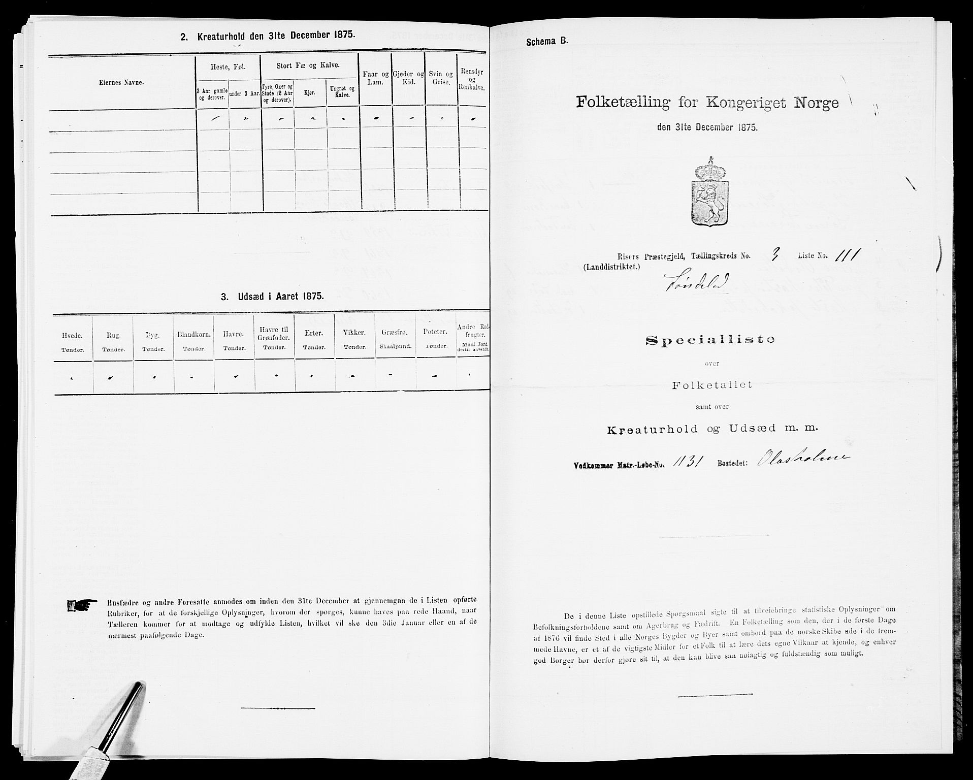 SAK, 1875 census for 0913L Risør/Søndeled, 1875, p. 600